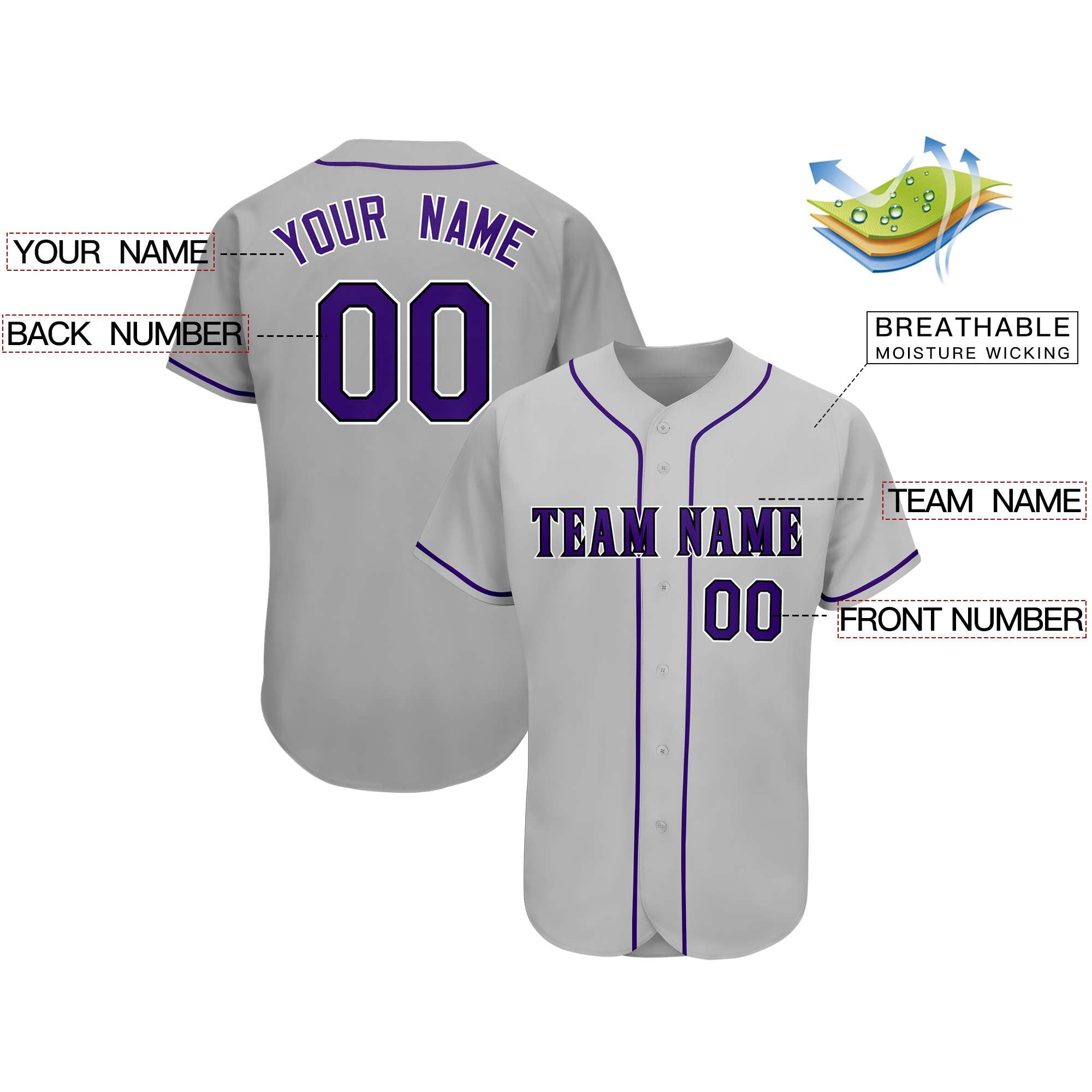 Custom Gray Team Classic Style Authentic Baseball Jersey| KXKSHOP
