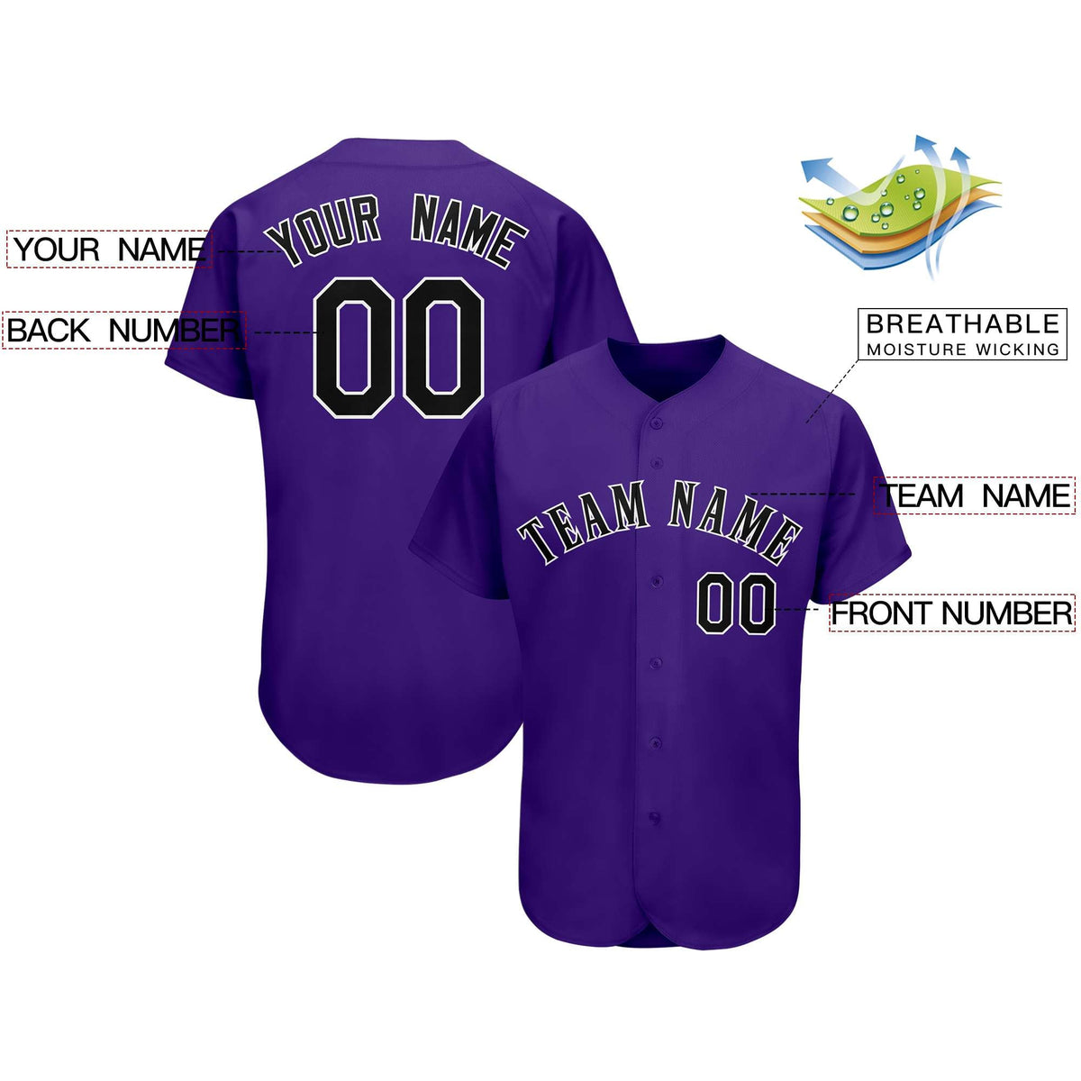 Custom Purple Team Classic Style Authentic Baseball Jersey| KXKSHOP
