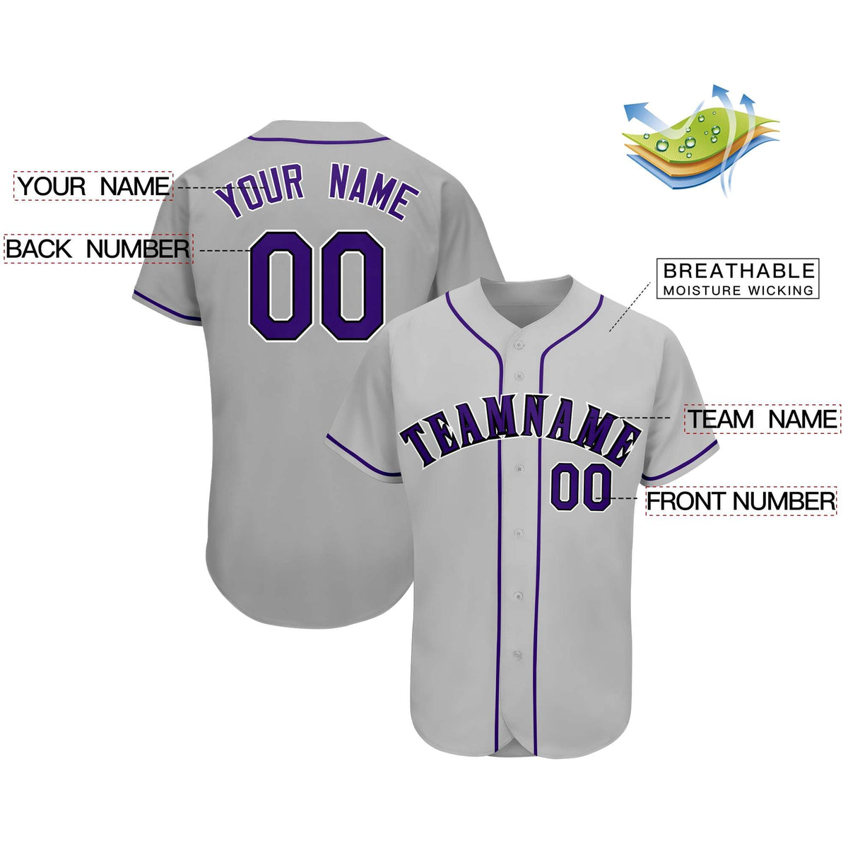 Custom Gray Team Classic Style Authentic Baseball Jersey| KXKSHOP