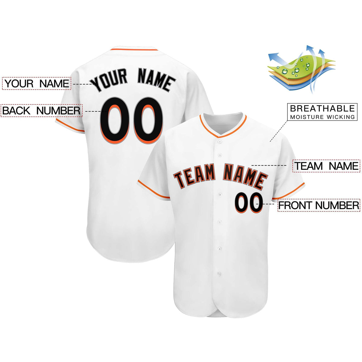 Custom White Team Classic Style Authentic Baseball Jersey| KXKSHOP