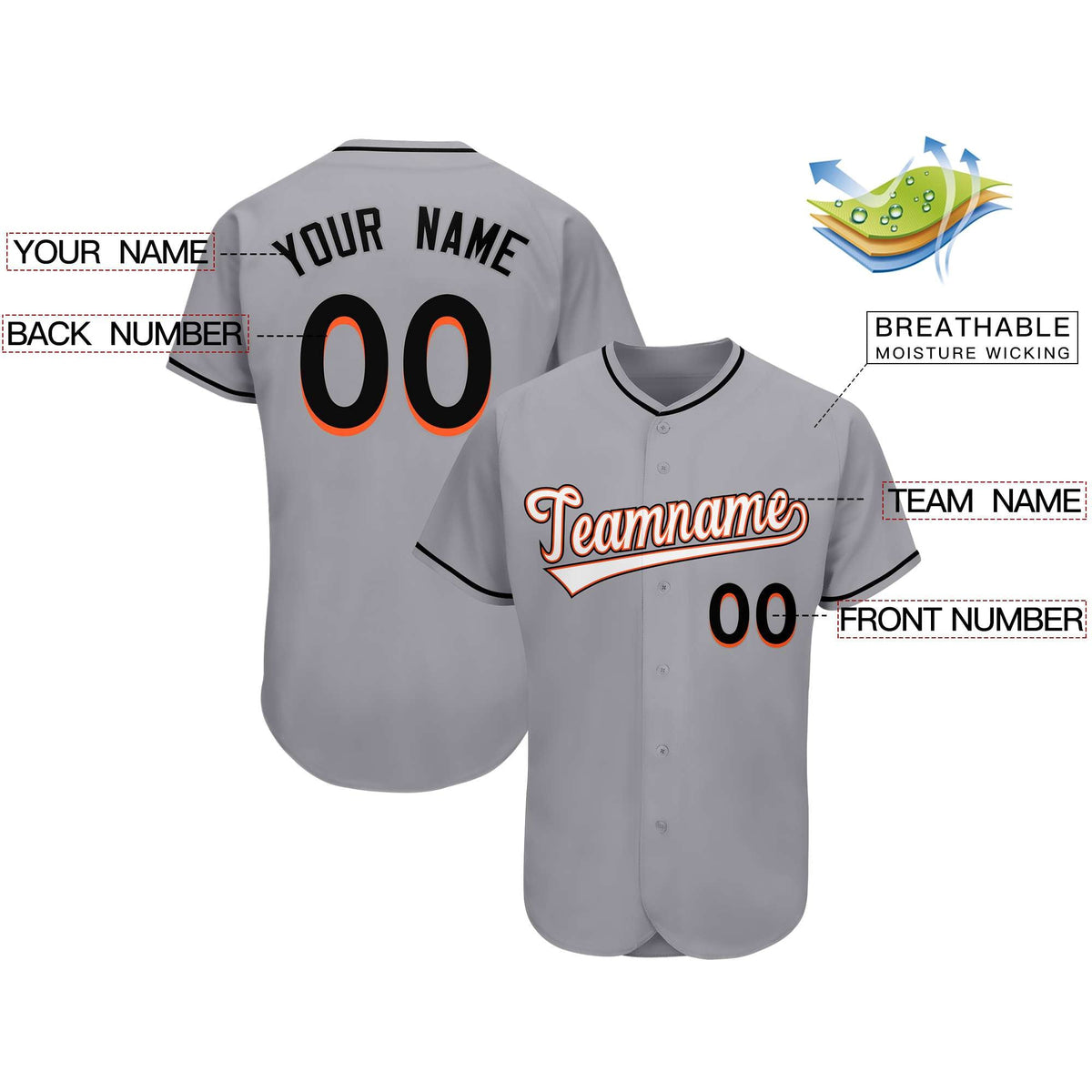 Custom Gray Team Classic Style Authentic Baseball Jersey| KXKSHOP