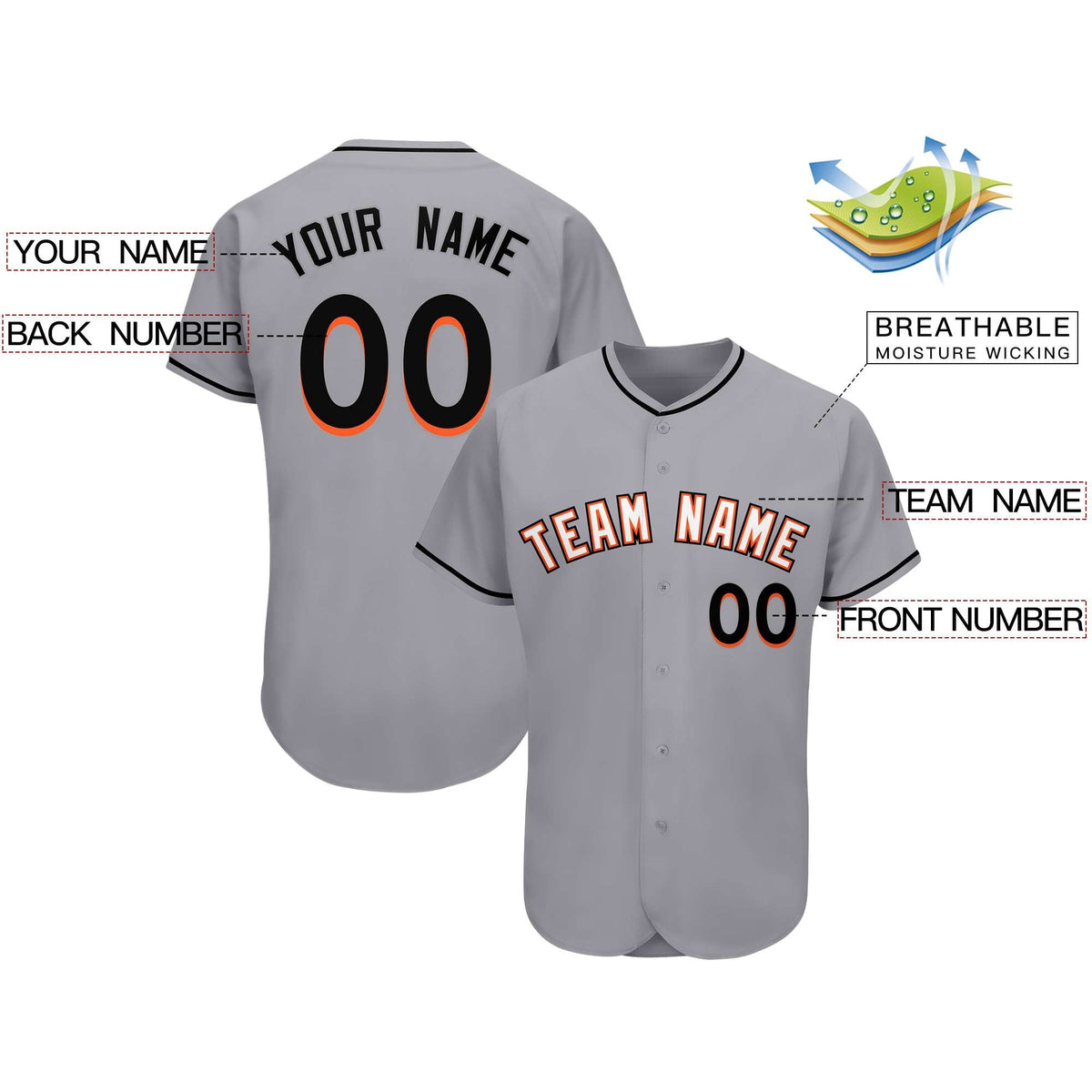 Custom Gray Team Classic Style Authentic Baseball Jersey| KXKSHOP