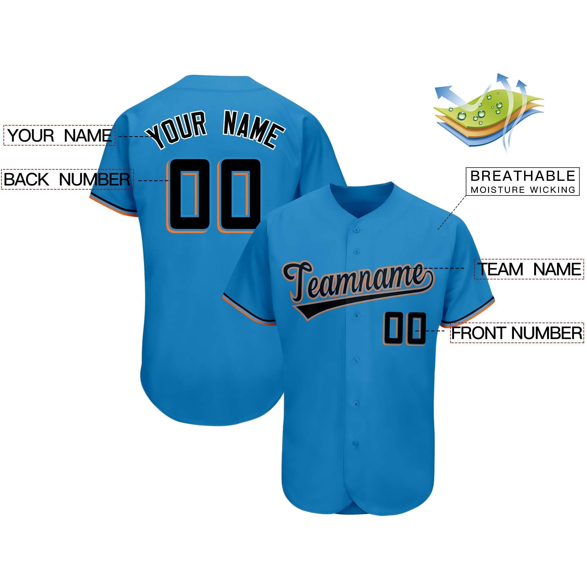 Custom Powder Blue Team Classic Style Authentic Baseball Jersey| KXKSHOP