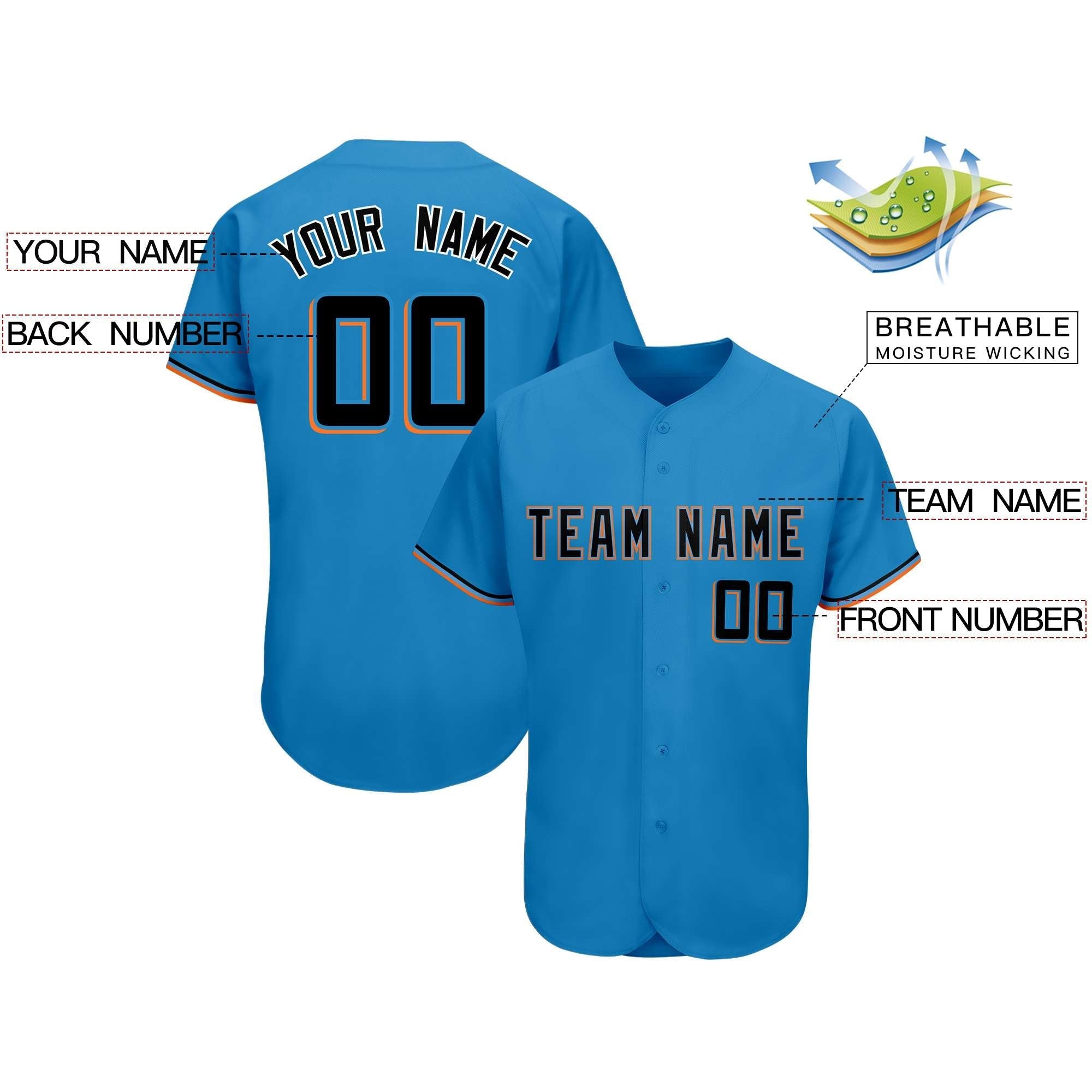Custom Powder Blue Team Classic Style Authentic Baseball Jersey| KXKSHOP