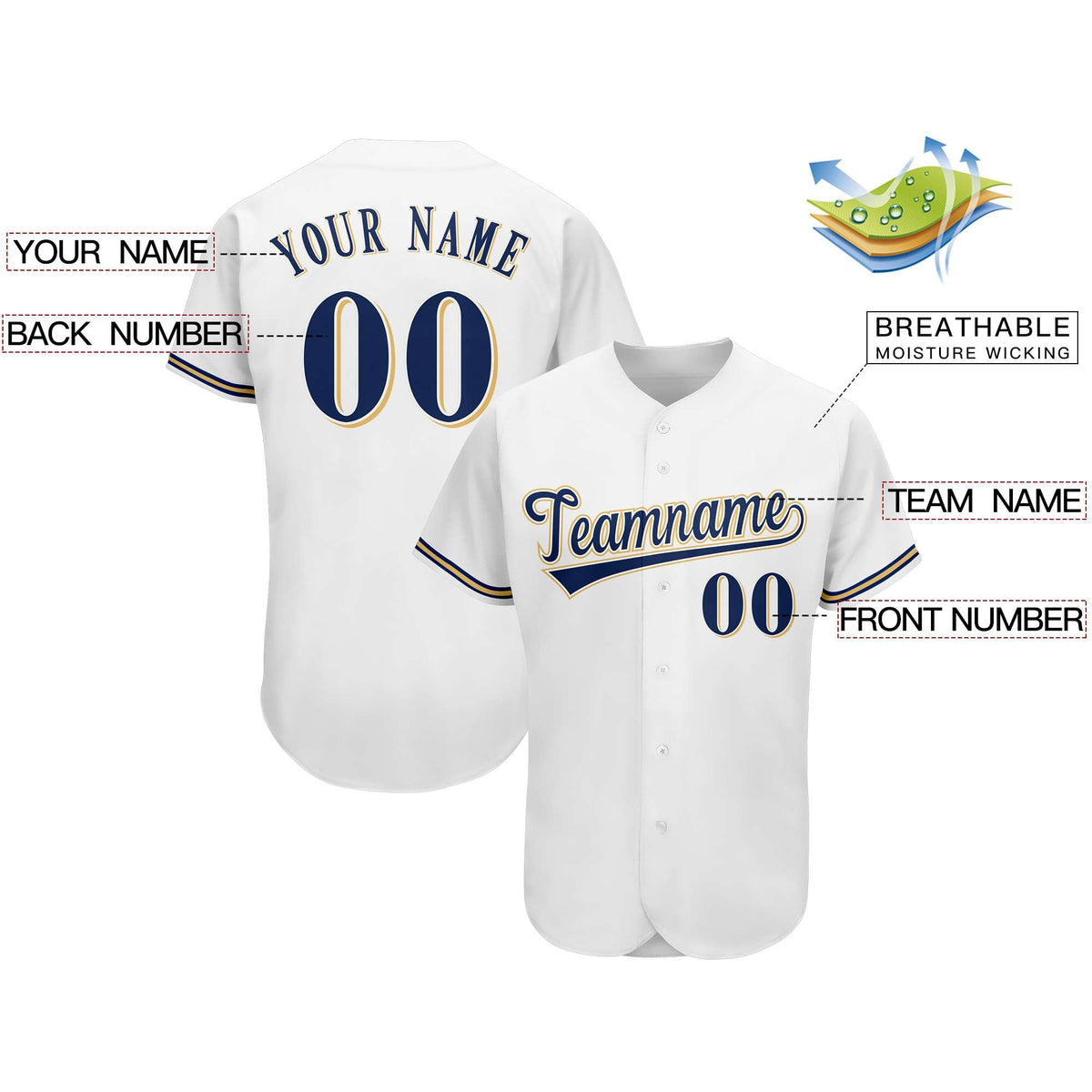 Custom White Team Classic Style Authentic Baseball Jersey| KXKSHOP