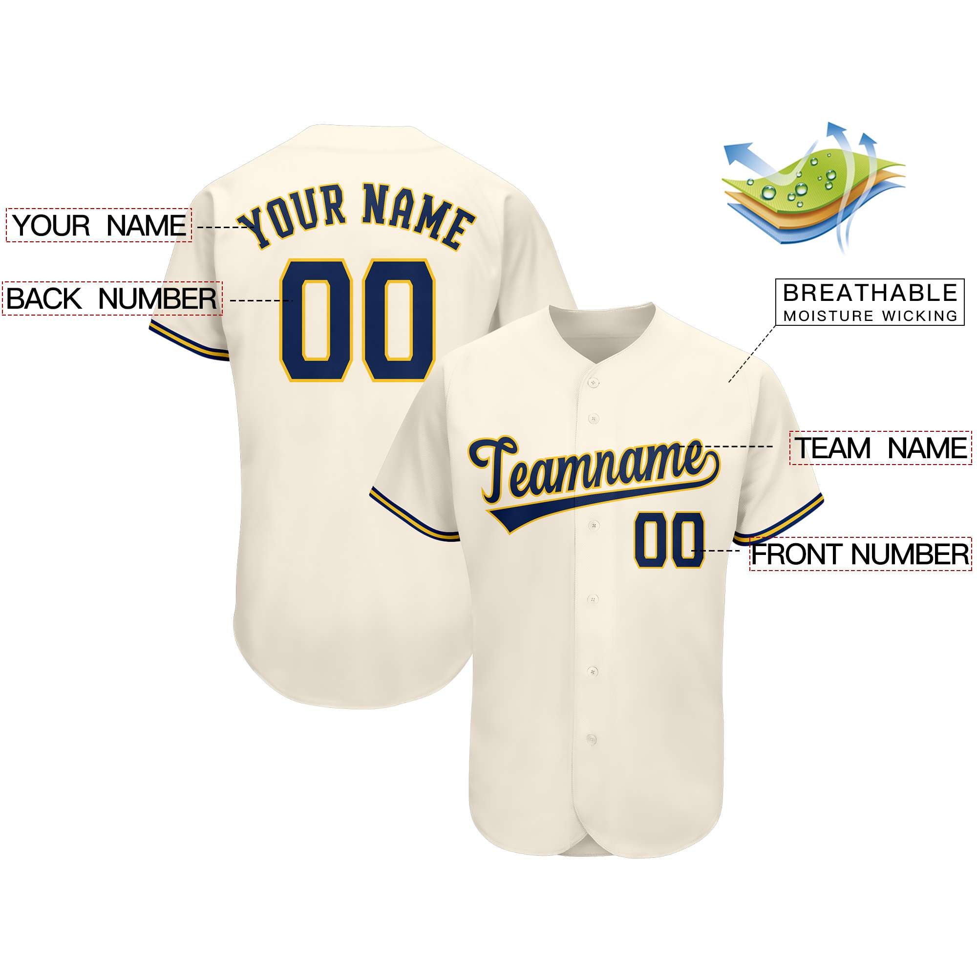 Custom Cream Team Classic Style Authentic Baseball Jersey| KXKSHOP