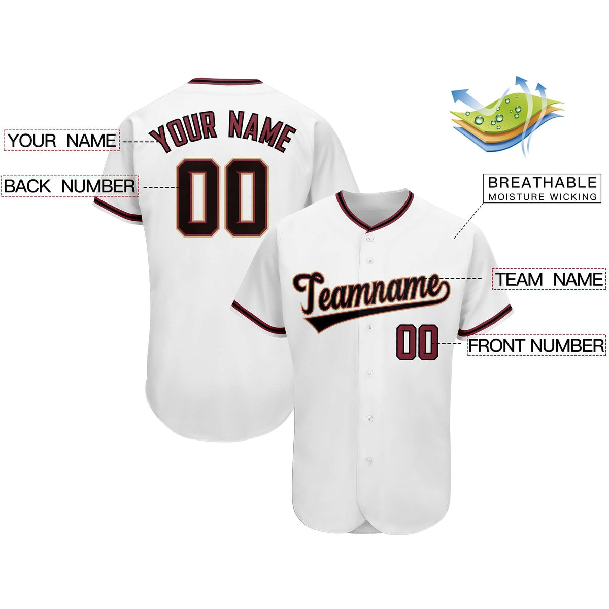 Custom White Team Classic Style Authentic Baseball Jersey| KXKSHOP