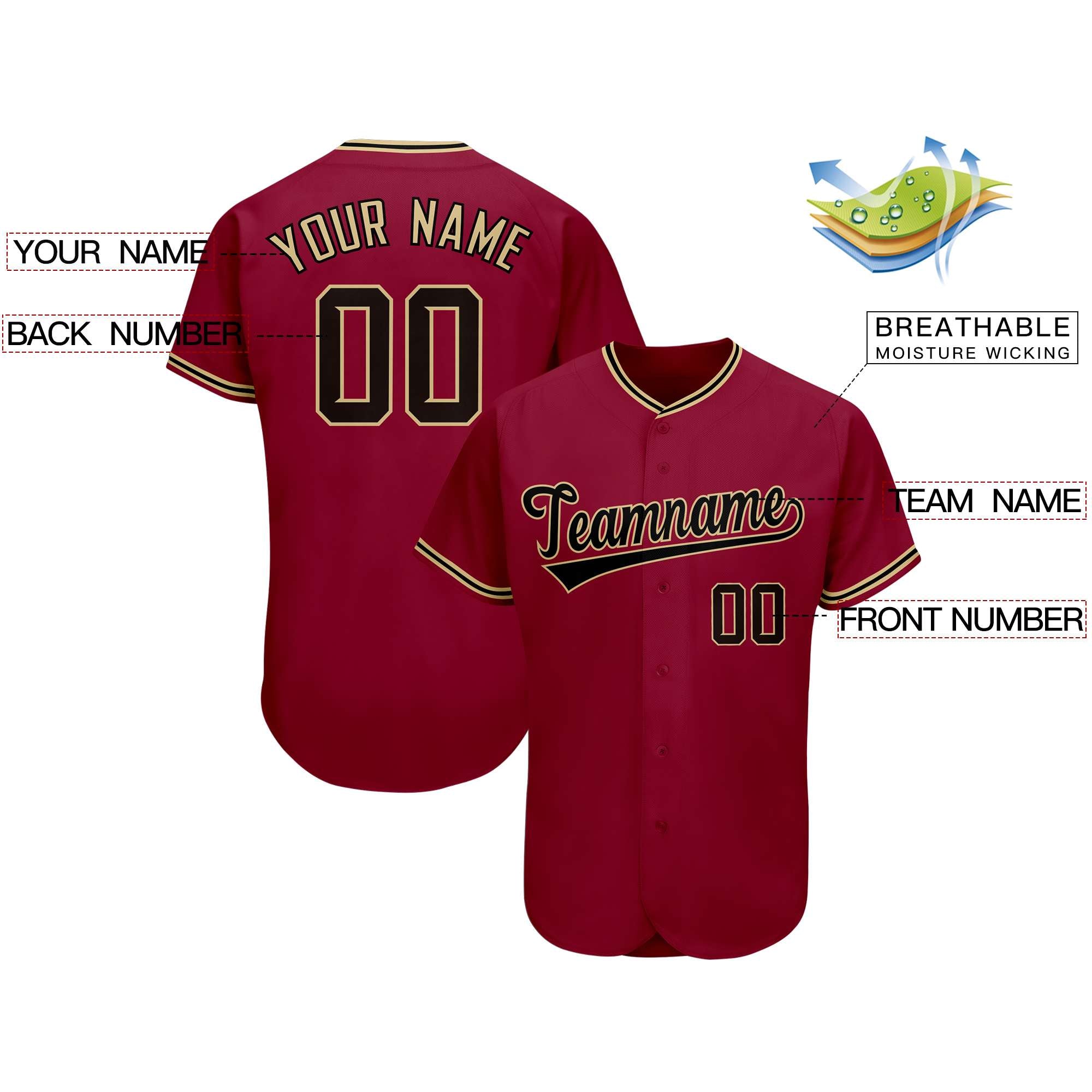 Custom Crimson Team Classic Style Authentic Baseball Jersey| KXKSHOP