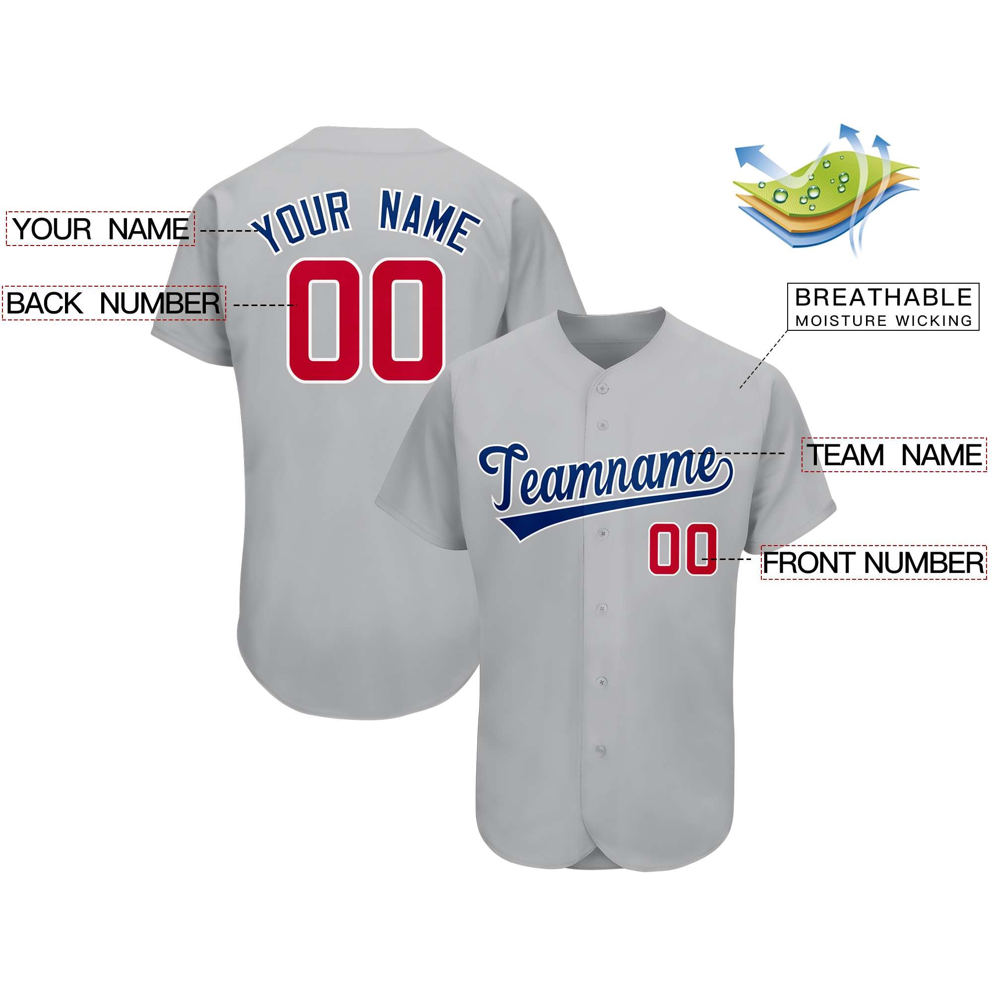 Custom Gray Team Classic Style Authentic Baseball Jersey| KXKSHOP