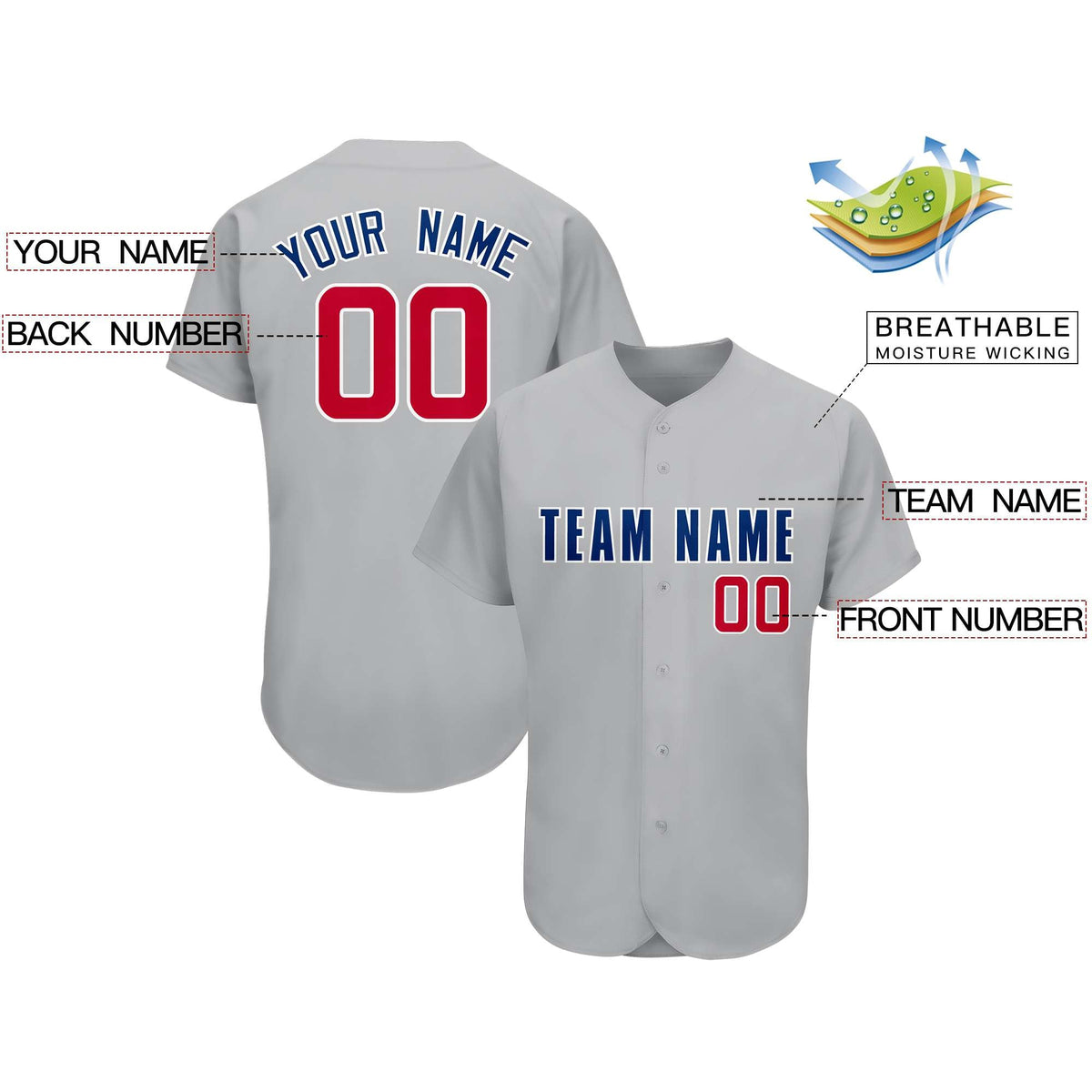 Custom Gray Team Classic Style Authentic Baseball Jersey| KXKSHOP
