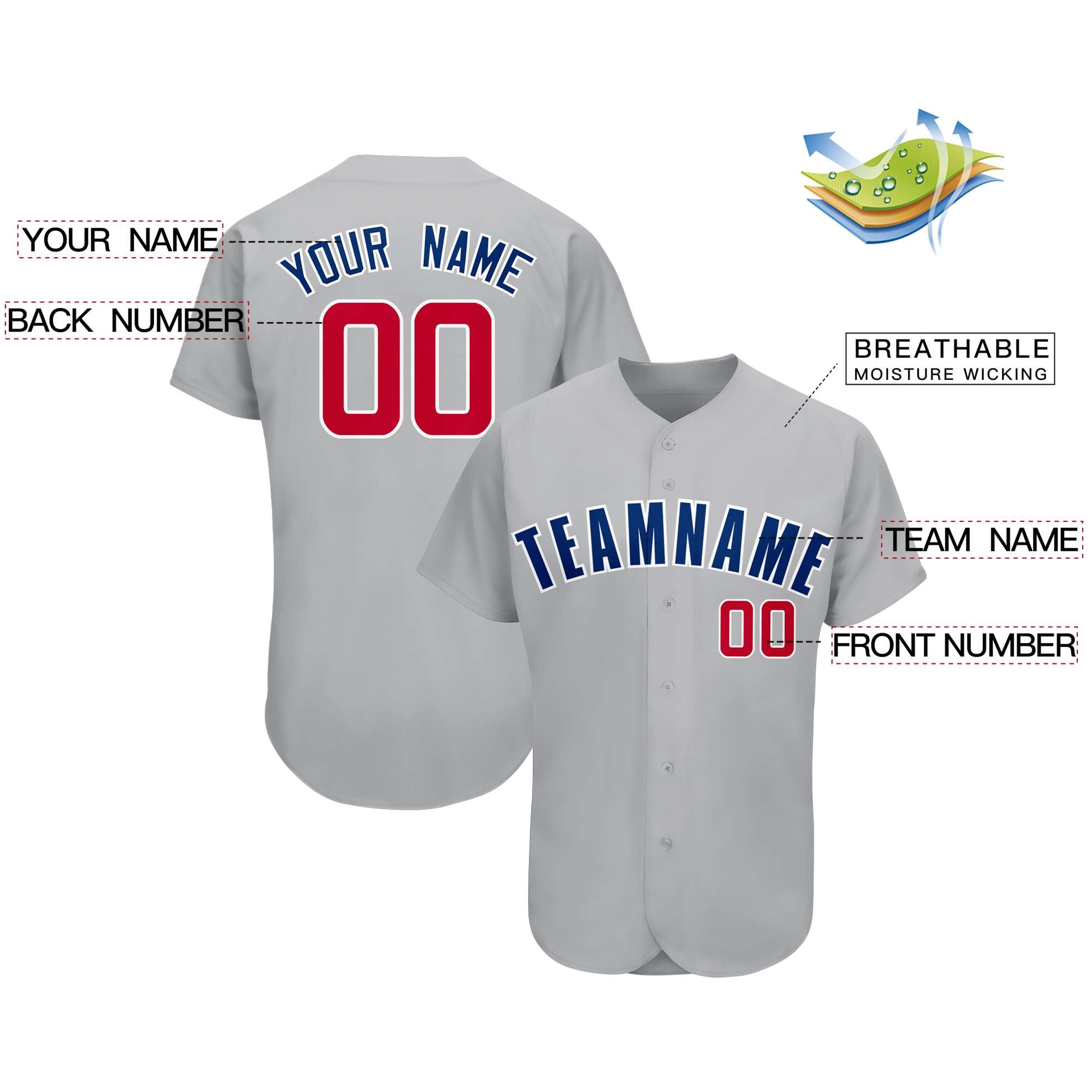 Custom Gray Team Classic Style Authentic Baseball Jersey| KXKSHOP