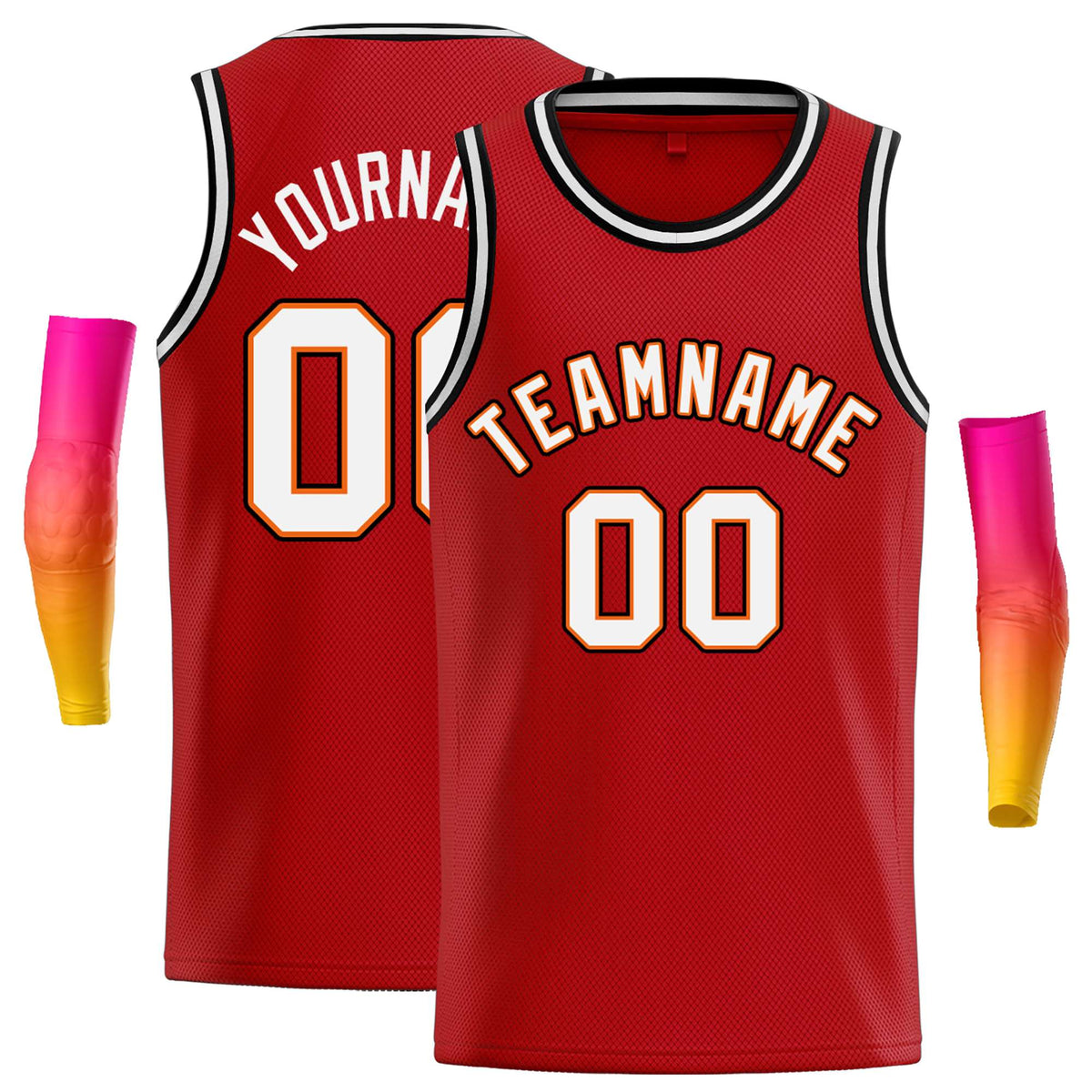 Custom Red White-Orange Classic Tops Casual Basketball Jersey