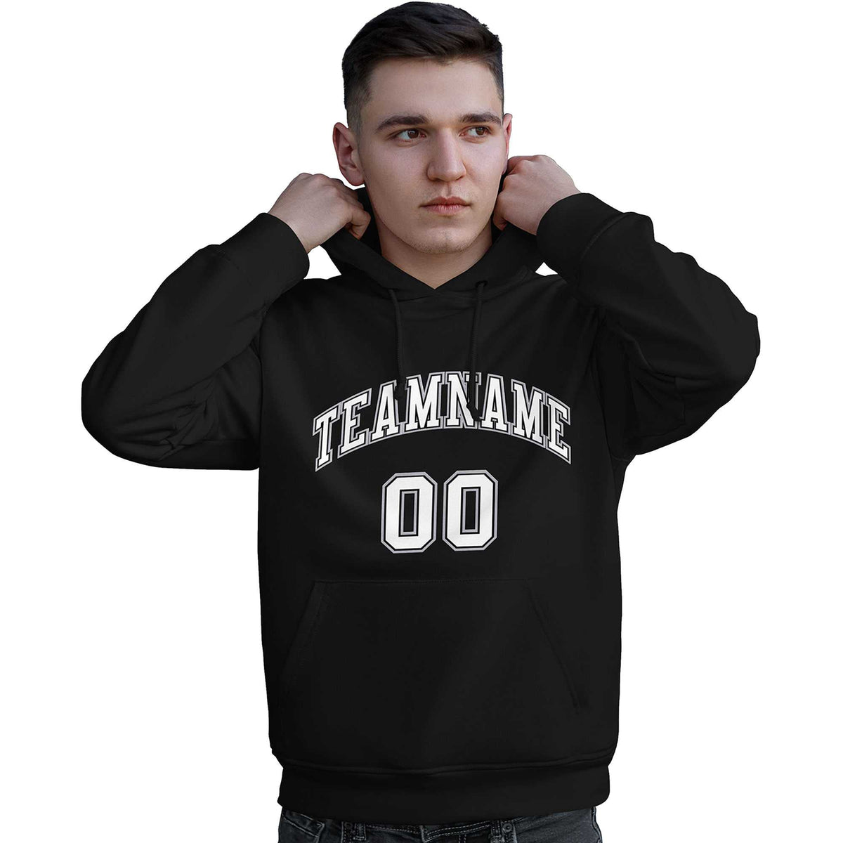 Custom Black White-Gray Classic Style Personalized Sport Pullover Hoodie| KXKSHOP