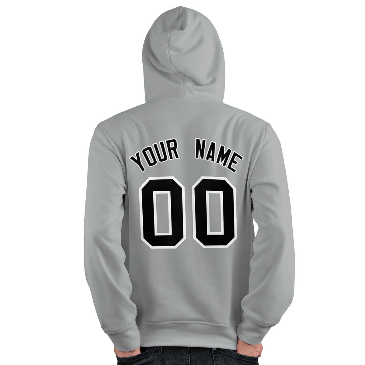 Custom Gray Black-White Classic Style Personalized Sport Pullover Hoodie| KXKSHOP