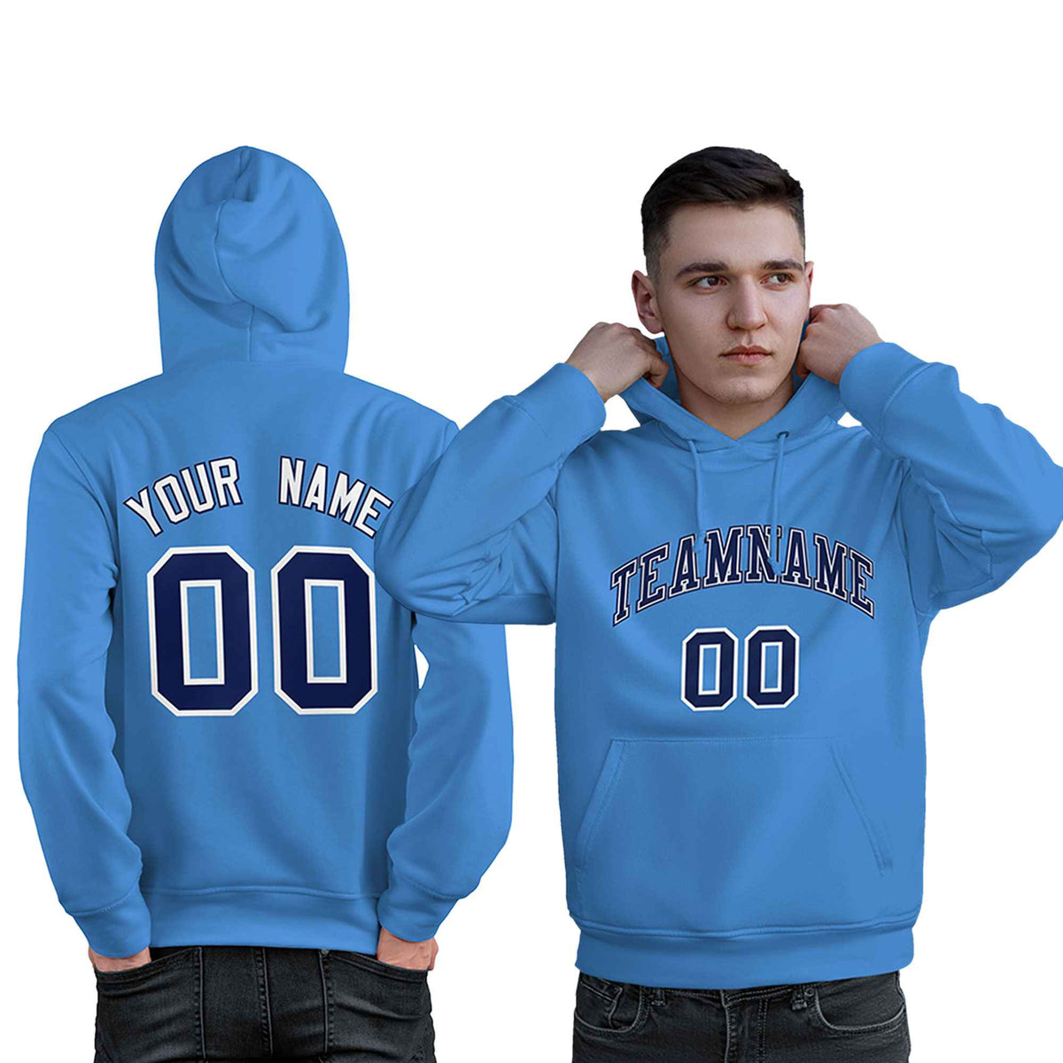 Custom Light Blue Royal-White Classic Style Personalized Sport Pullover Hoodie| KXKSHOP