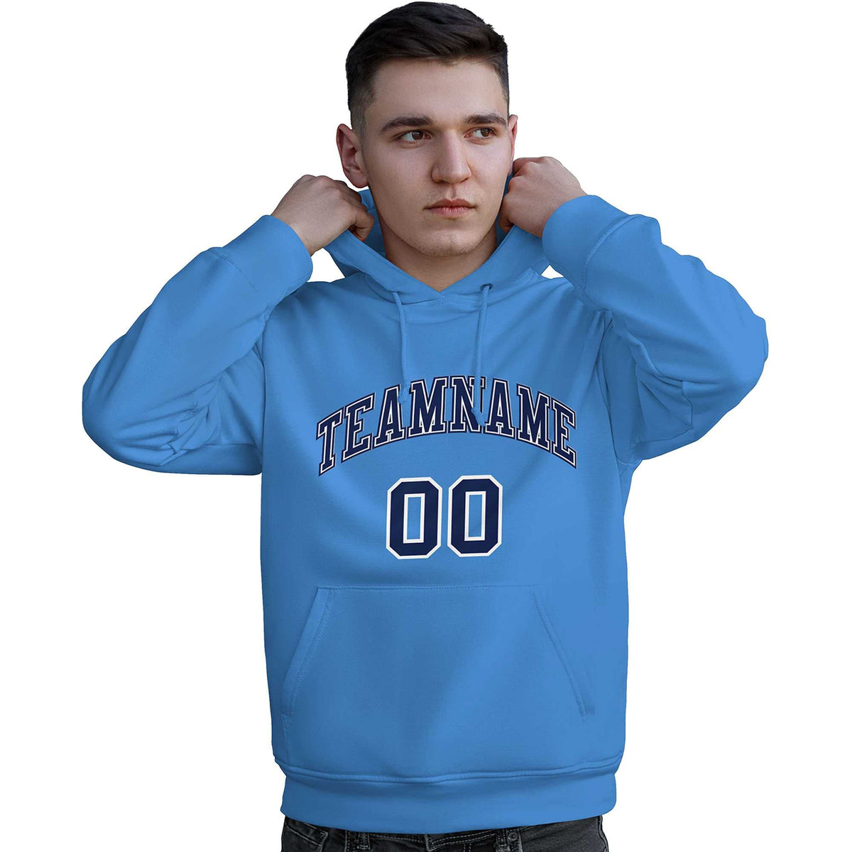 Custom Light Blue Royal-White Classic Style Personalized Sport Pullover Hoodie| KXKSHOP