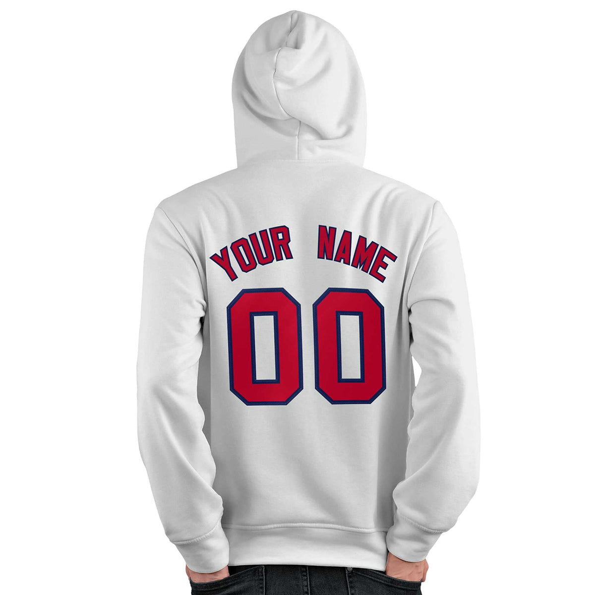 Custom White Red-Navy Classic Style Personalized Sport Pullover Hoodie| KXKSHOP
