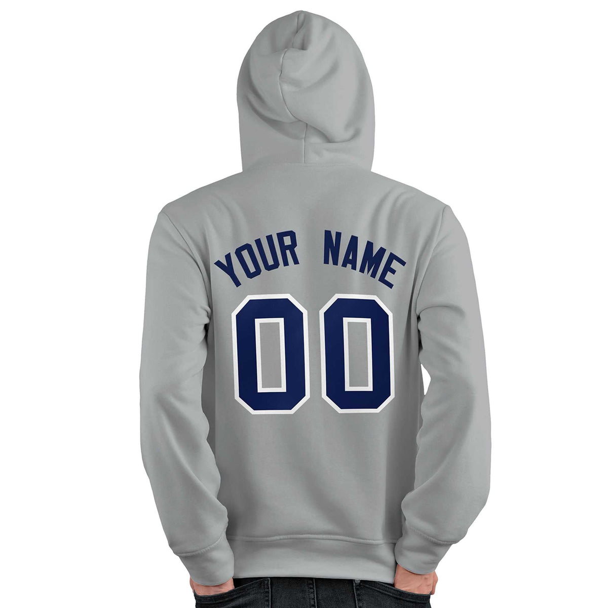 Custom Gray Light Blue-Navy Classic Style Personalized Sport Pullover Hoodie| KXKSHOP