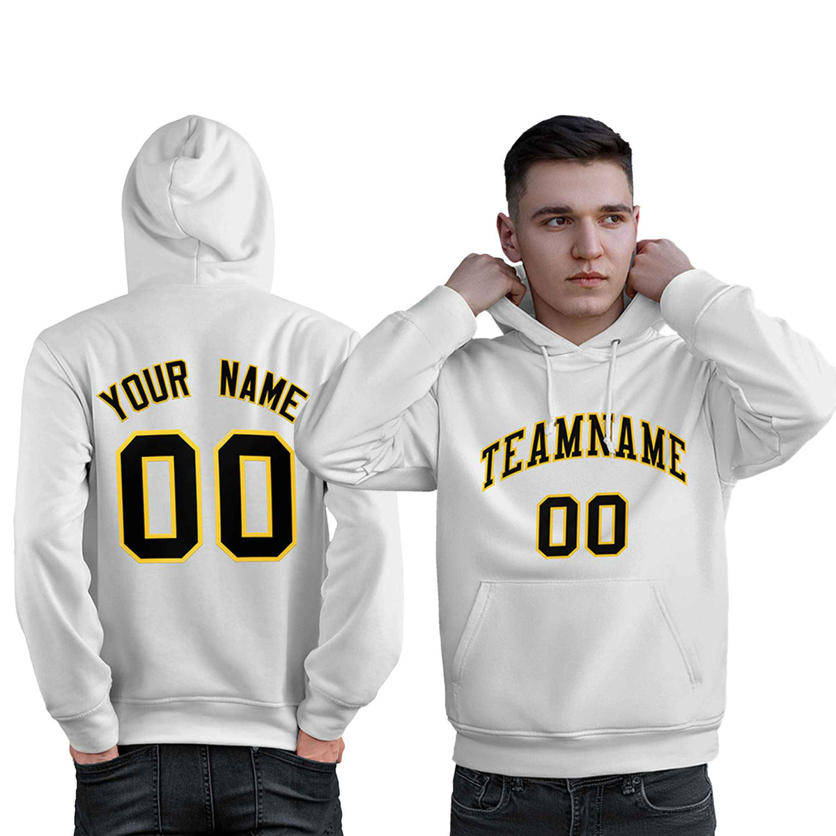 Custom White Gold-Black Classic Style Personalized Sport Pullover Hoodie| KXKSHOP