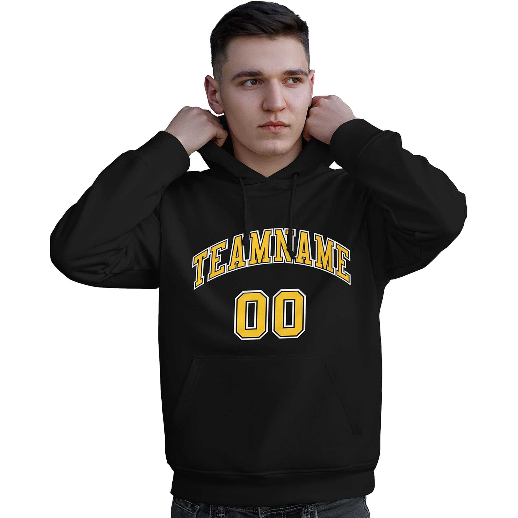 Custom Black Gold-White Classic Style Personalized Sport Pullover Hoodie| KXKSHOP