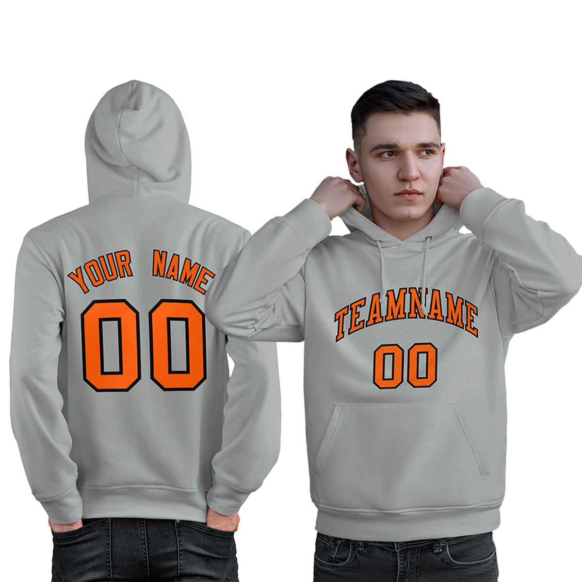 Custom Gray Orange-Black Classic Style Personalized Sport Pullover Hoodie| KXKSHOP