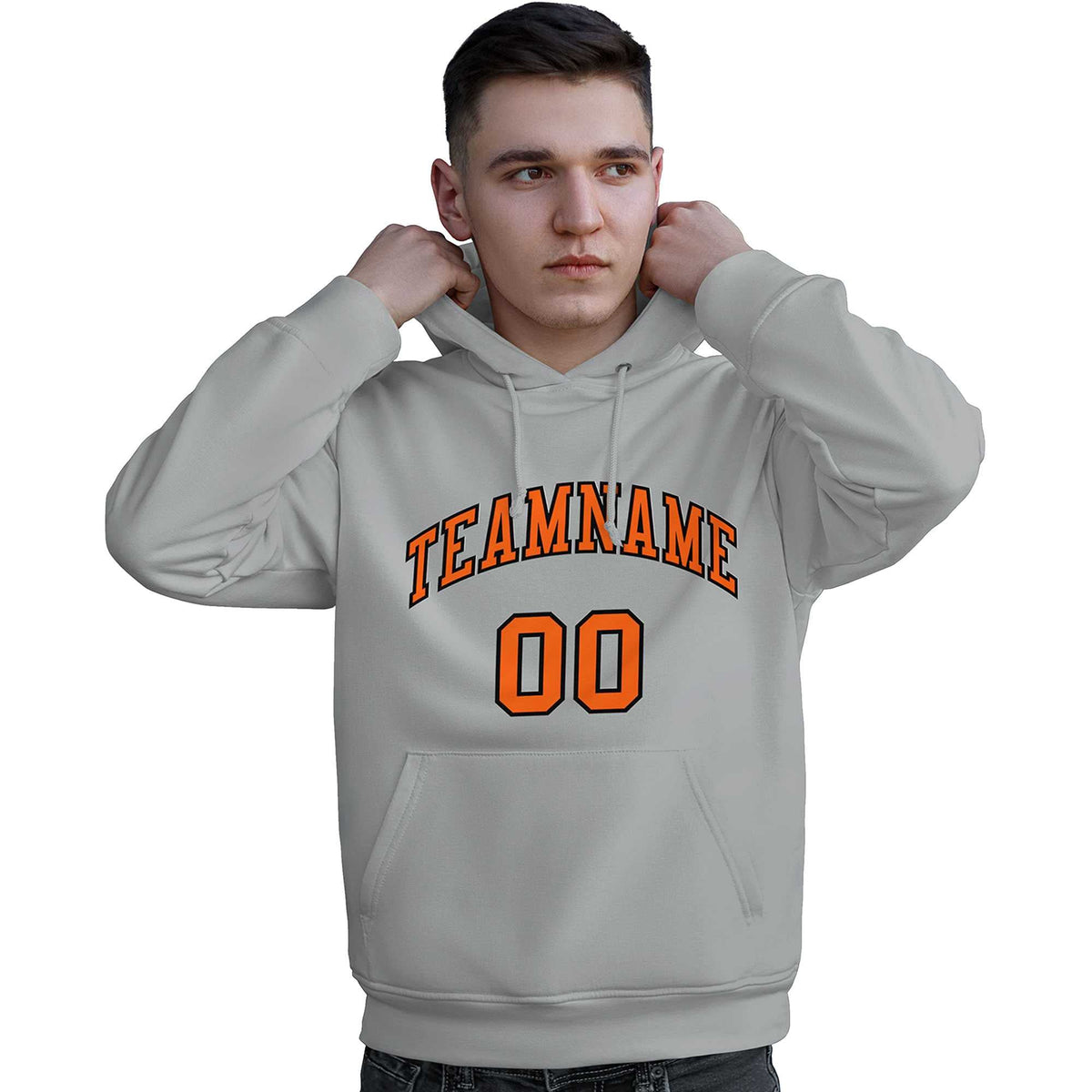 Custom Gray Orange-Black Classic Style Personalized Sport Pullover Hoodie| KXKSHOP