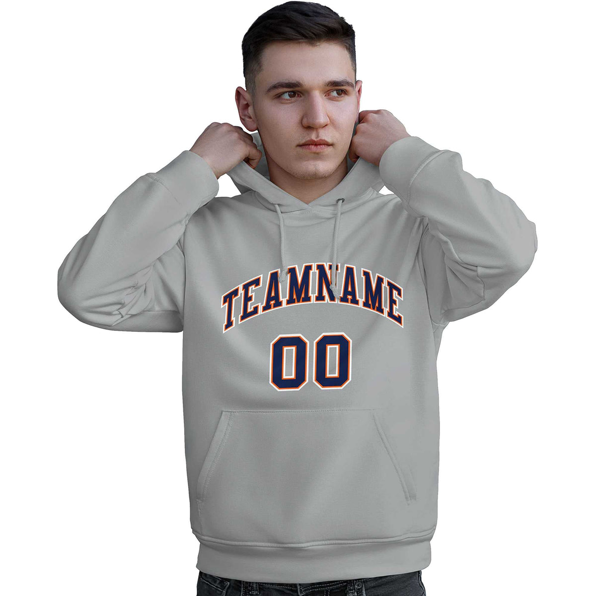 Custom Gray Royal-Orange Classic Style Personalized Sport Pullover Hoodie| KXKSHOP