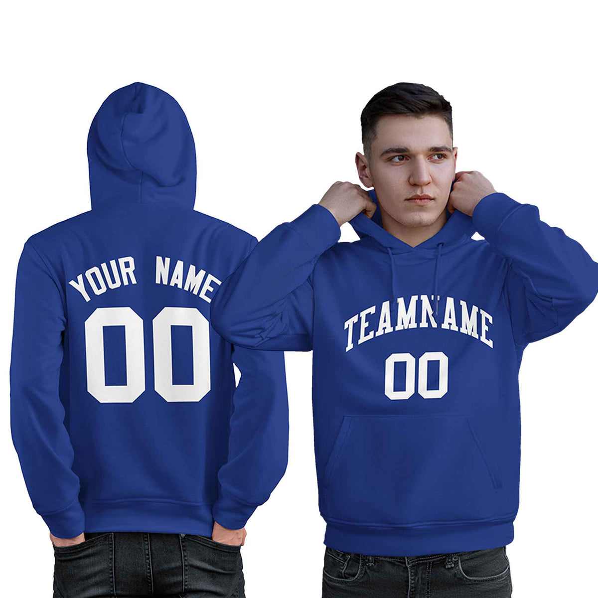 Custom Royal White Classic Style Personalized Sport Pullover Hoodie| KXKSHOP