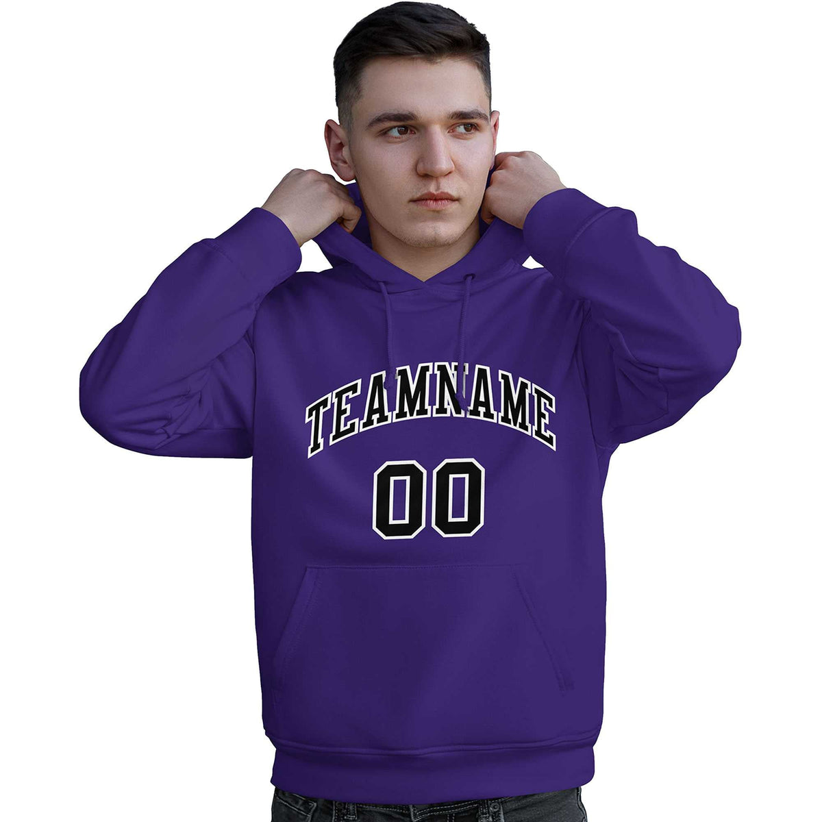 Custom Purple Black-White Classic Style Personalized Sport Pullover Hoodie| KXKSHOP