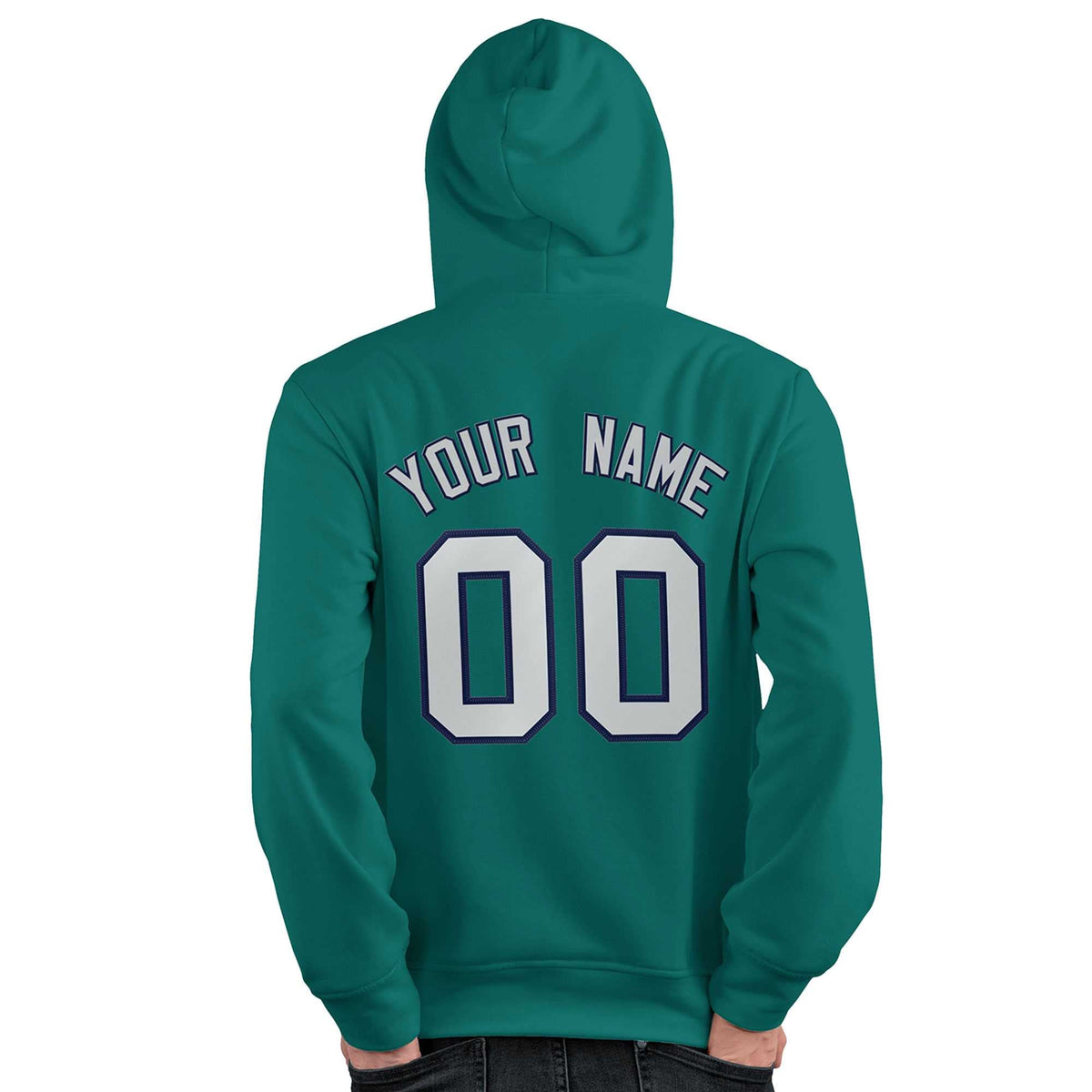 Custom Aqua Gray-Navy Classic Style Personalized Sport Pullover Hoodie| KXKSHOP