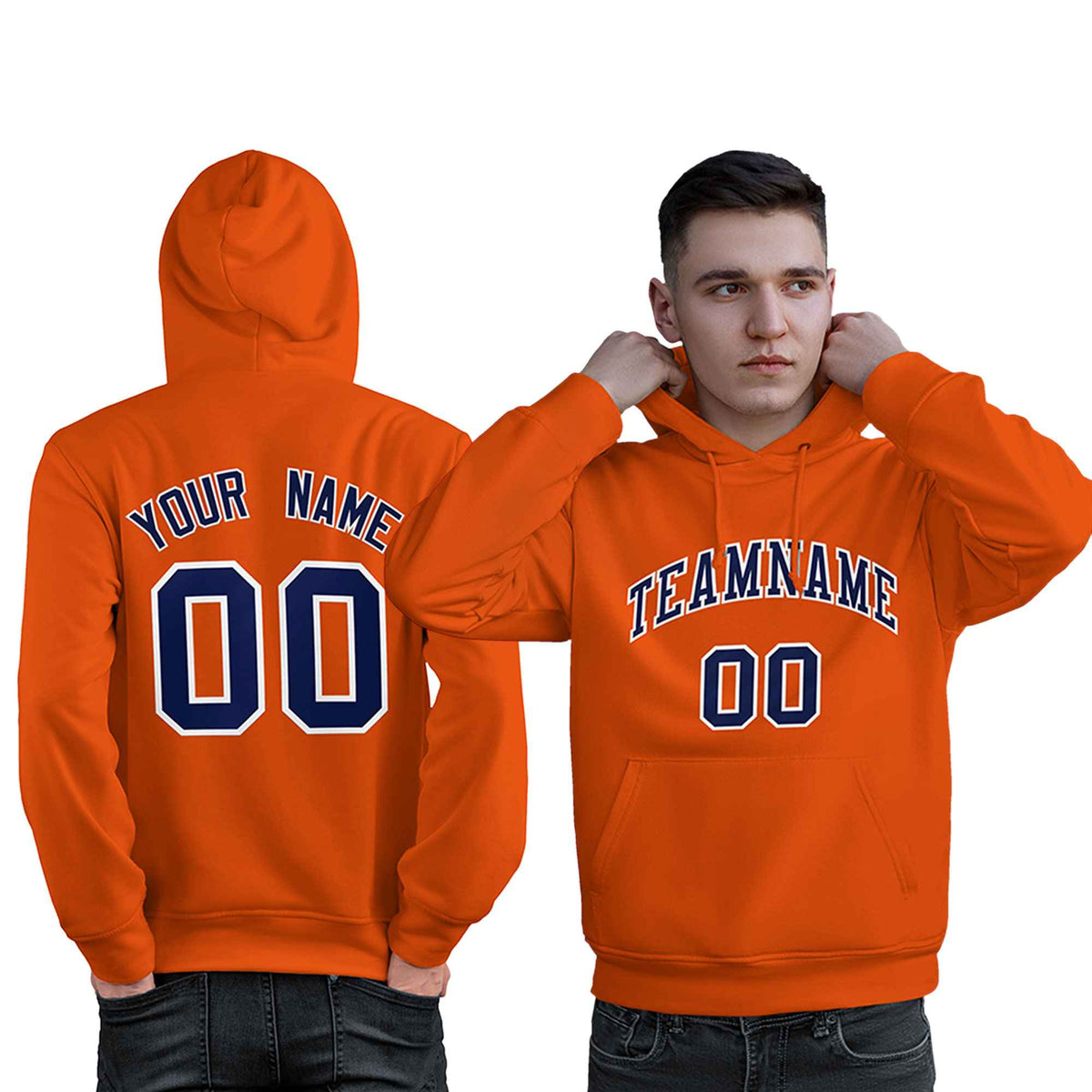Custom Orange Royal-White Classic Style Personalized Sport Pullover Hoodie| KXKSHOP