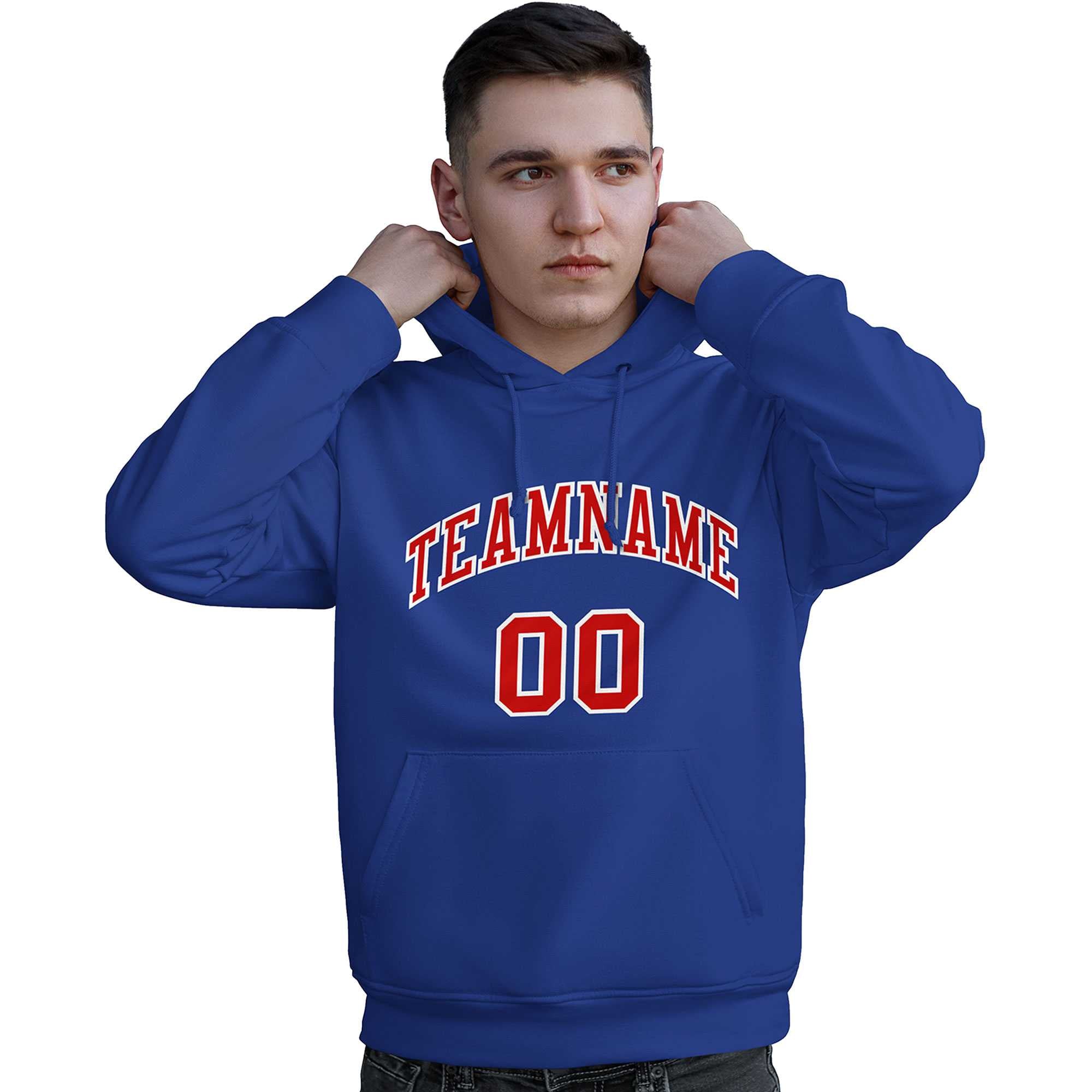 Custom Royal Red-White Classic Style Personalized Sport Pullover Hoodie| KXKSHOP