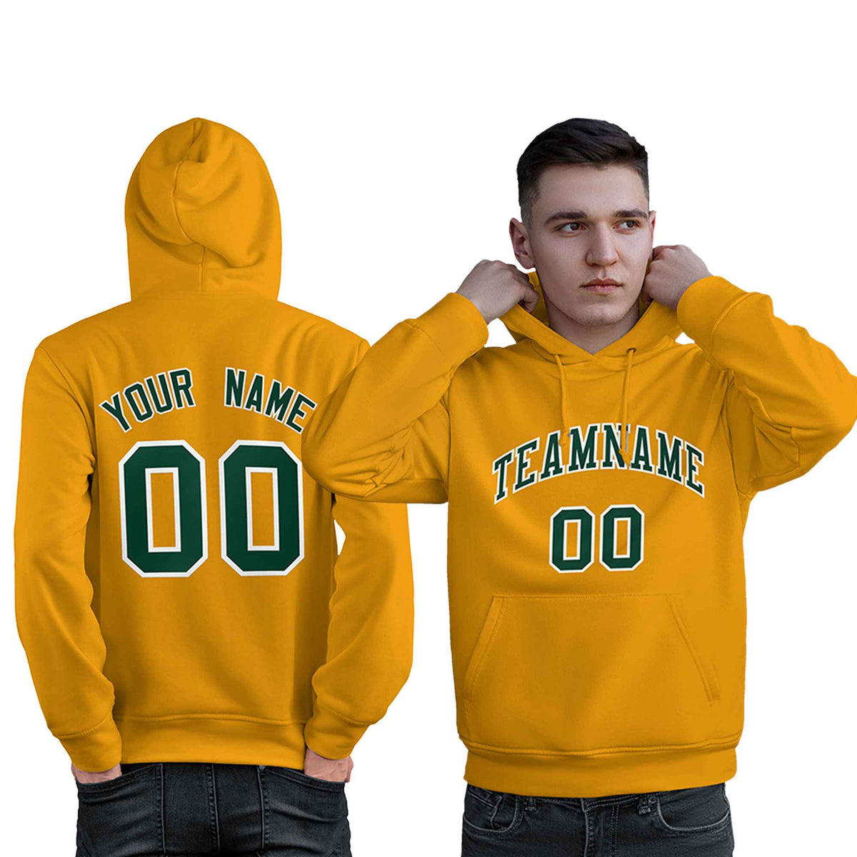 Custom Gold Kelly Green-White Classic Style Personalized Sport Pullover Hoodie| KXKSHOP
