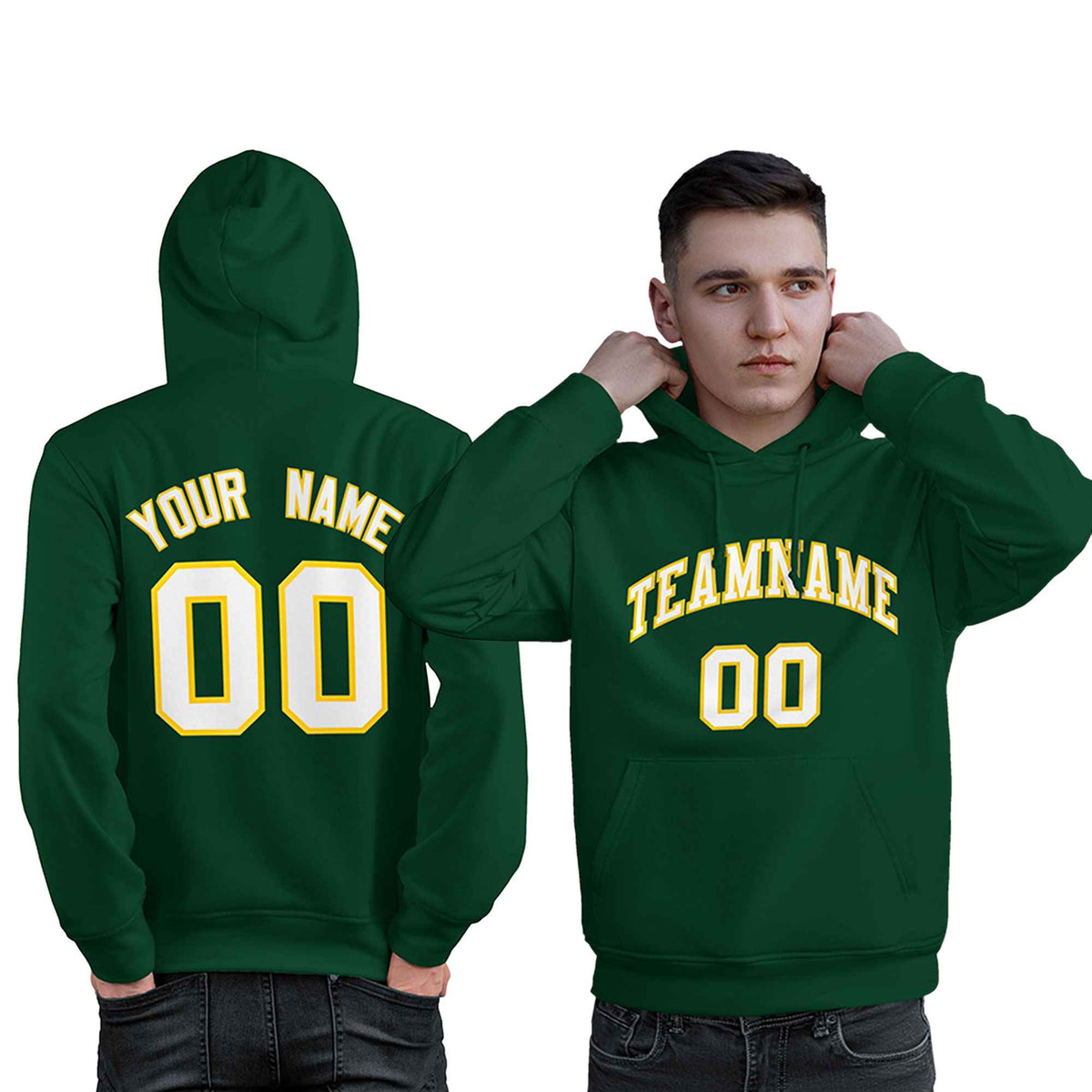 Custom Green White-Gold Classic Style Personalized Sport Pullover Hoodie| KXKSHOP
