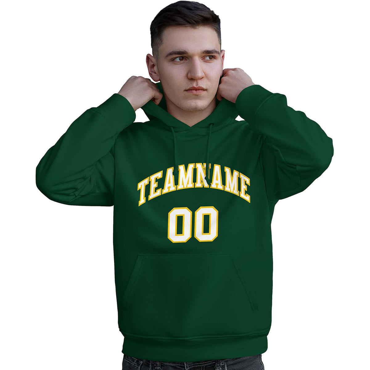 Custom Green White-Gold Classic Style Personalized Sport Pullover Hoodie| KXKSHOP