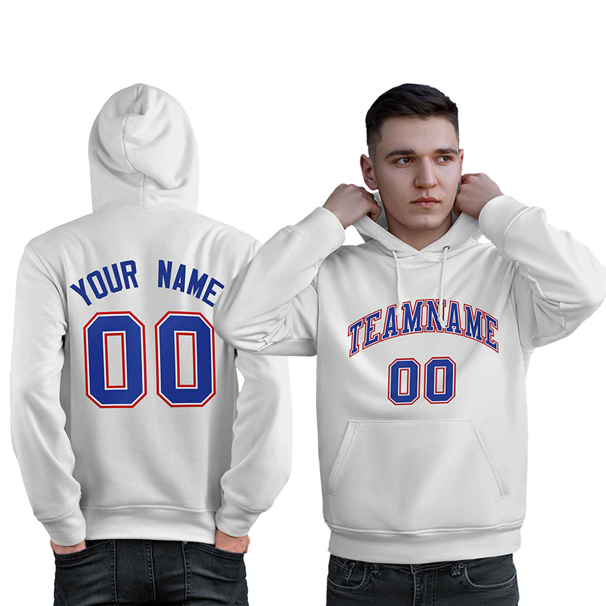 Custom White Royal-Red Classic Style Personalized Sport Pullover Hoodie| KXKSHOP