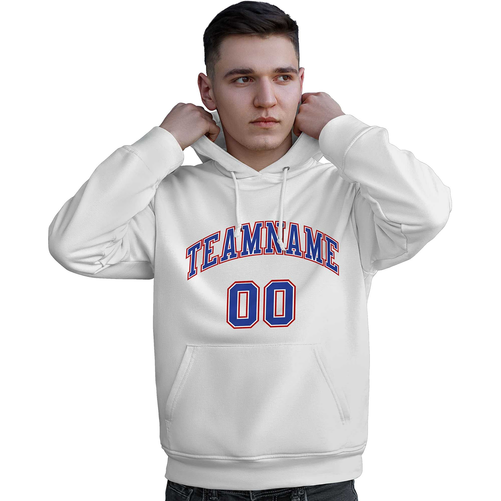 Custom White Royal-Red Classic Style Personalized Sport Pullover Hoodie| KXKSHOP