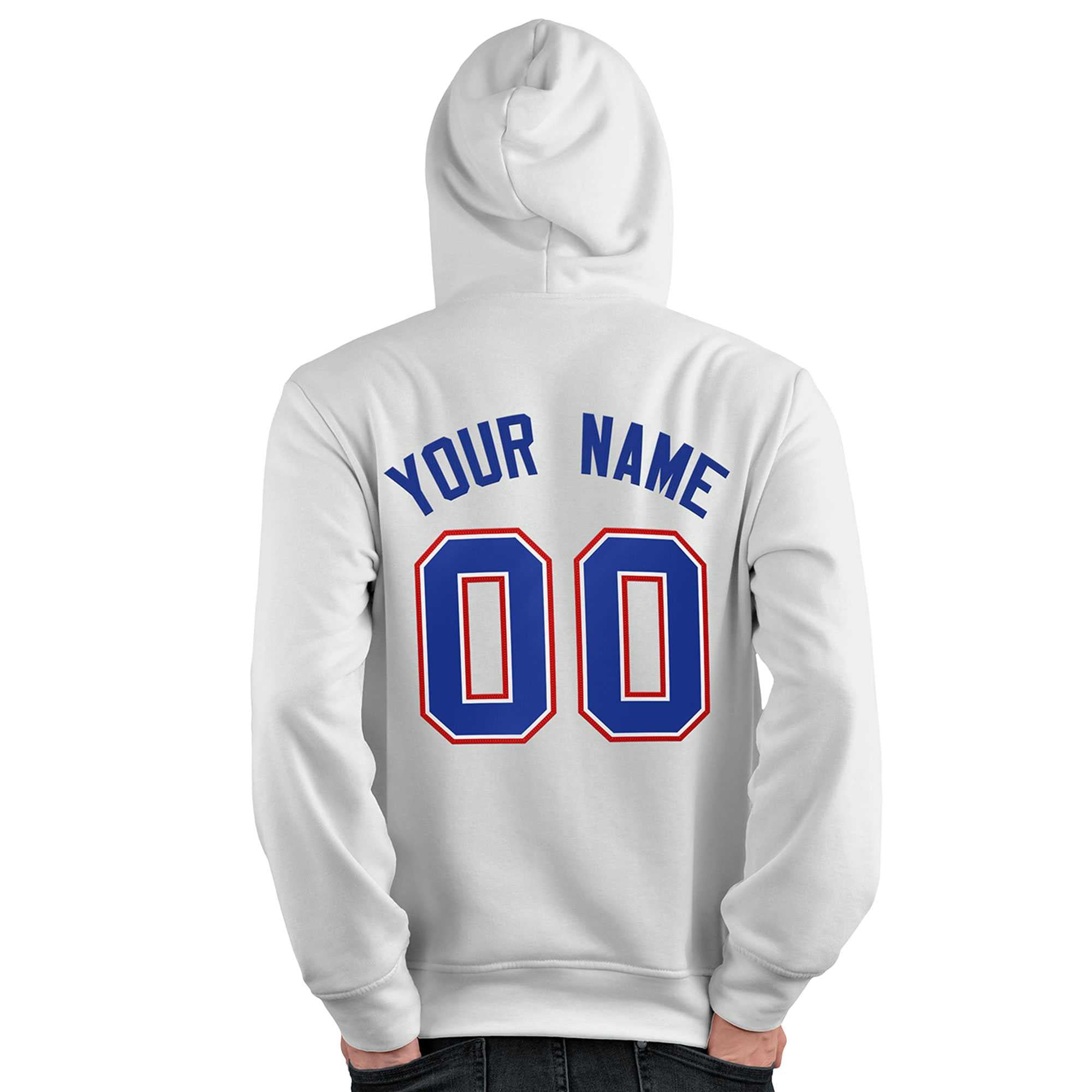 Custom White Royal-Red Classic Style Personalized Sport Pullover Hoodie| KXKSHOP