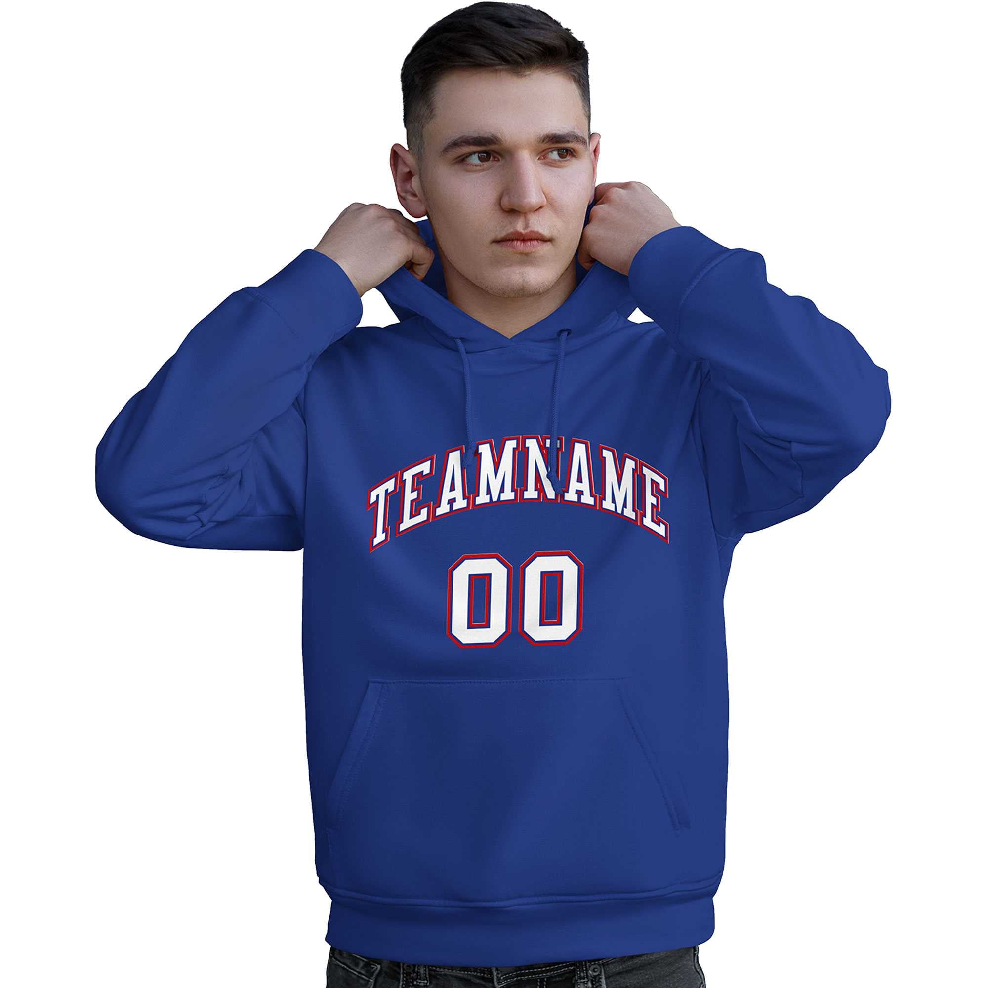 Custom Royal White-Red Classic Style Personalized Sport Pullover Hoodie| KXKSHOP