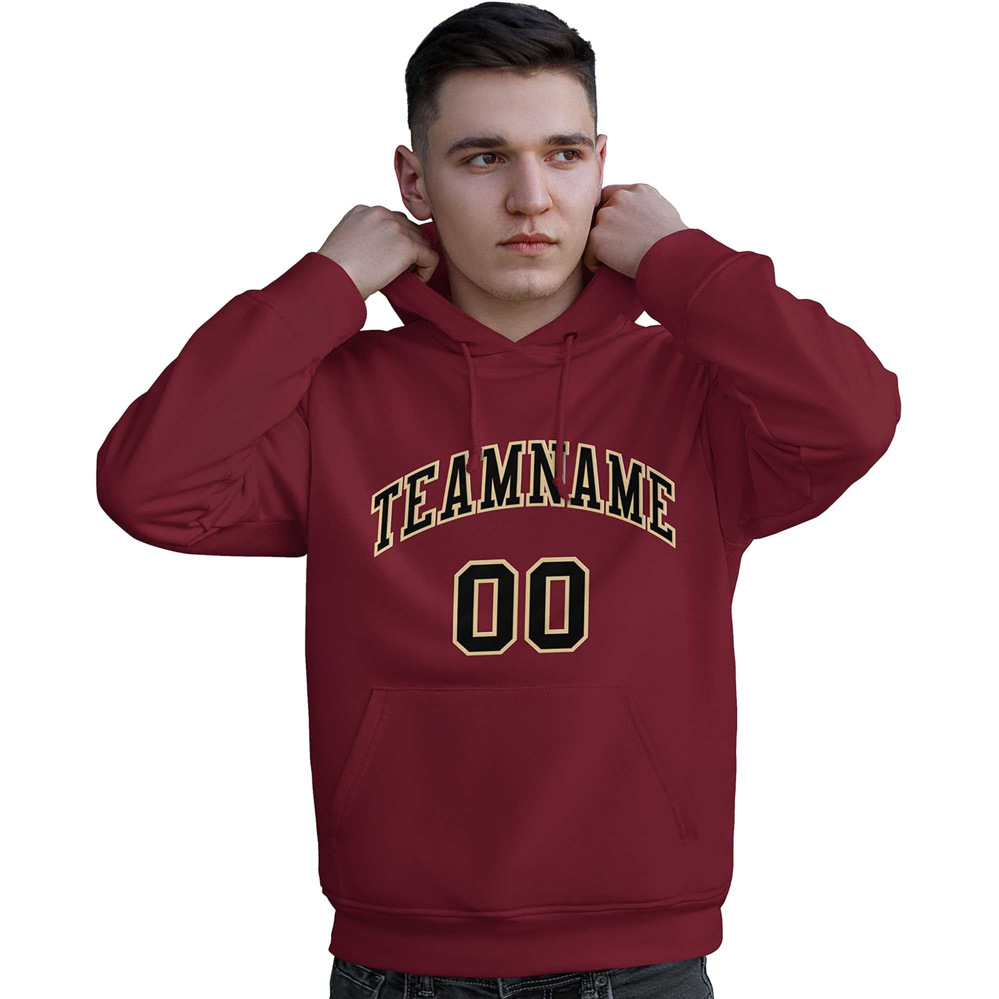 Custom Cardinal Black-Old Gold Classic Style Personalized Sport Pullover Hoodie| KXKSHOP