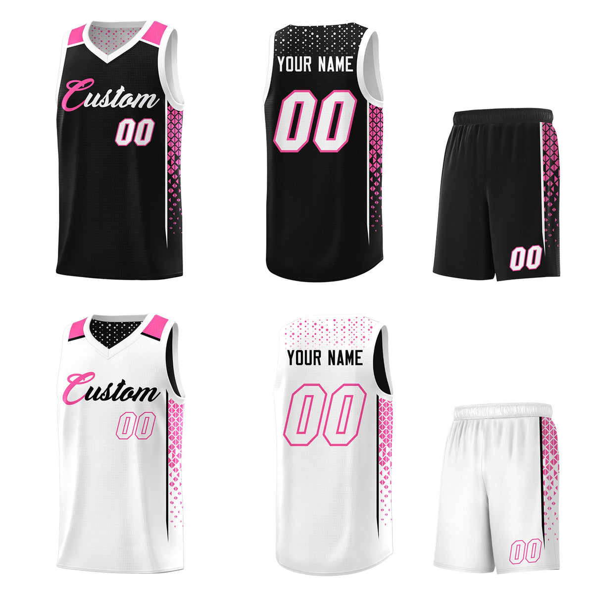 Custom Black White Side Gradient Patttern Double Side Sports Uniform Basketball Jersey|KXKSHOP