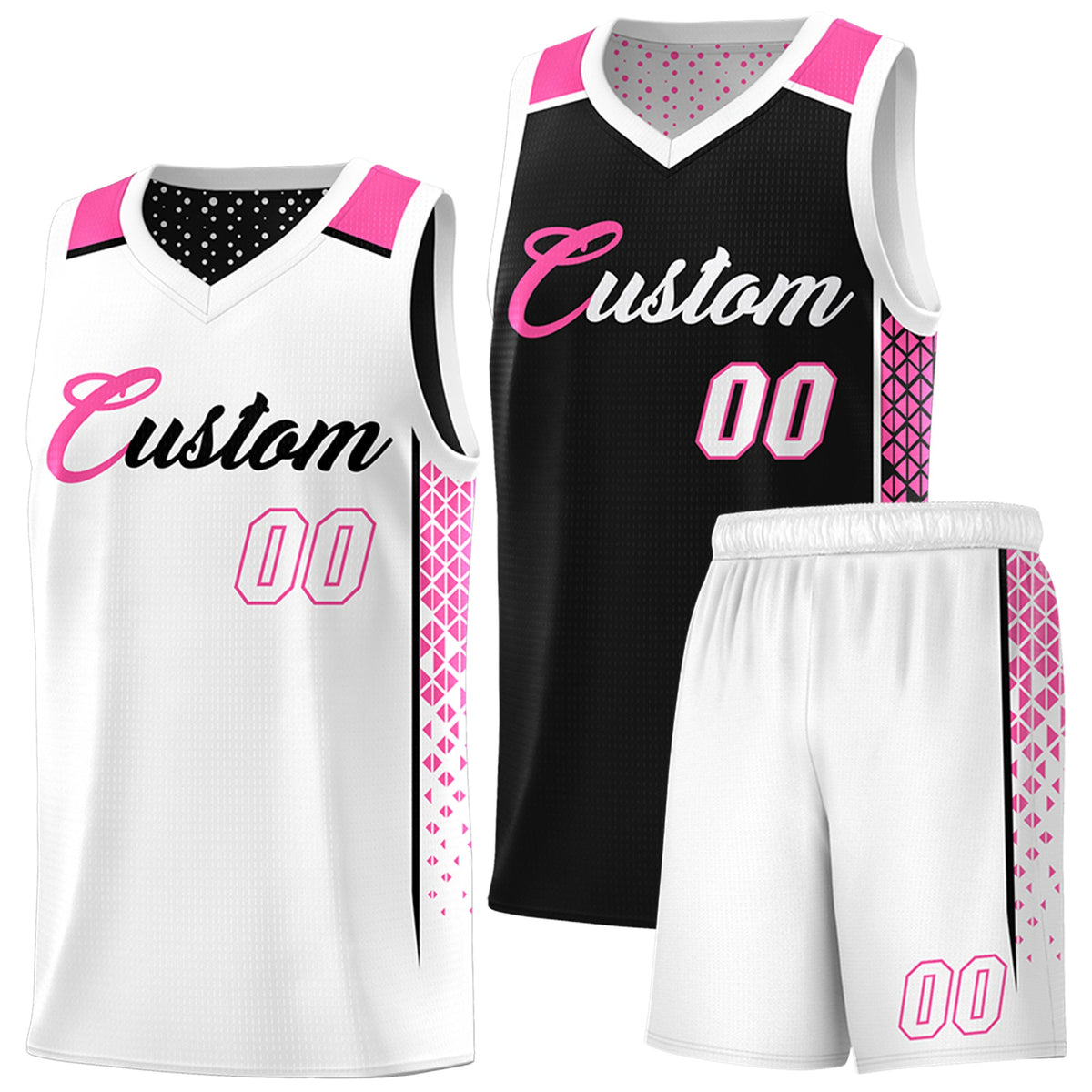 Custom Black White Side Gradient Patttern Double Side Sports Uniform Basketball Jersey|KXKSHOP