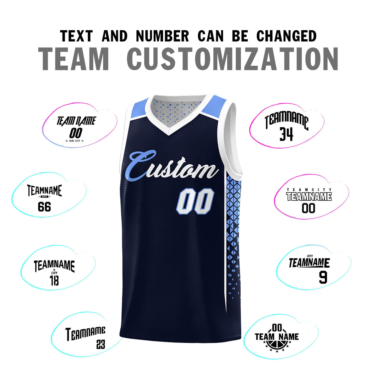 Custom Navy White Side Gradient Patttern Double Side Sports Uniform Basketball Jersey|KXKSHOP