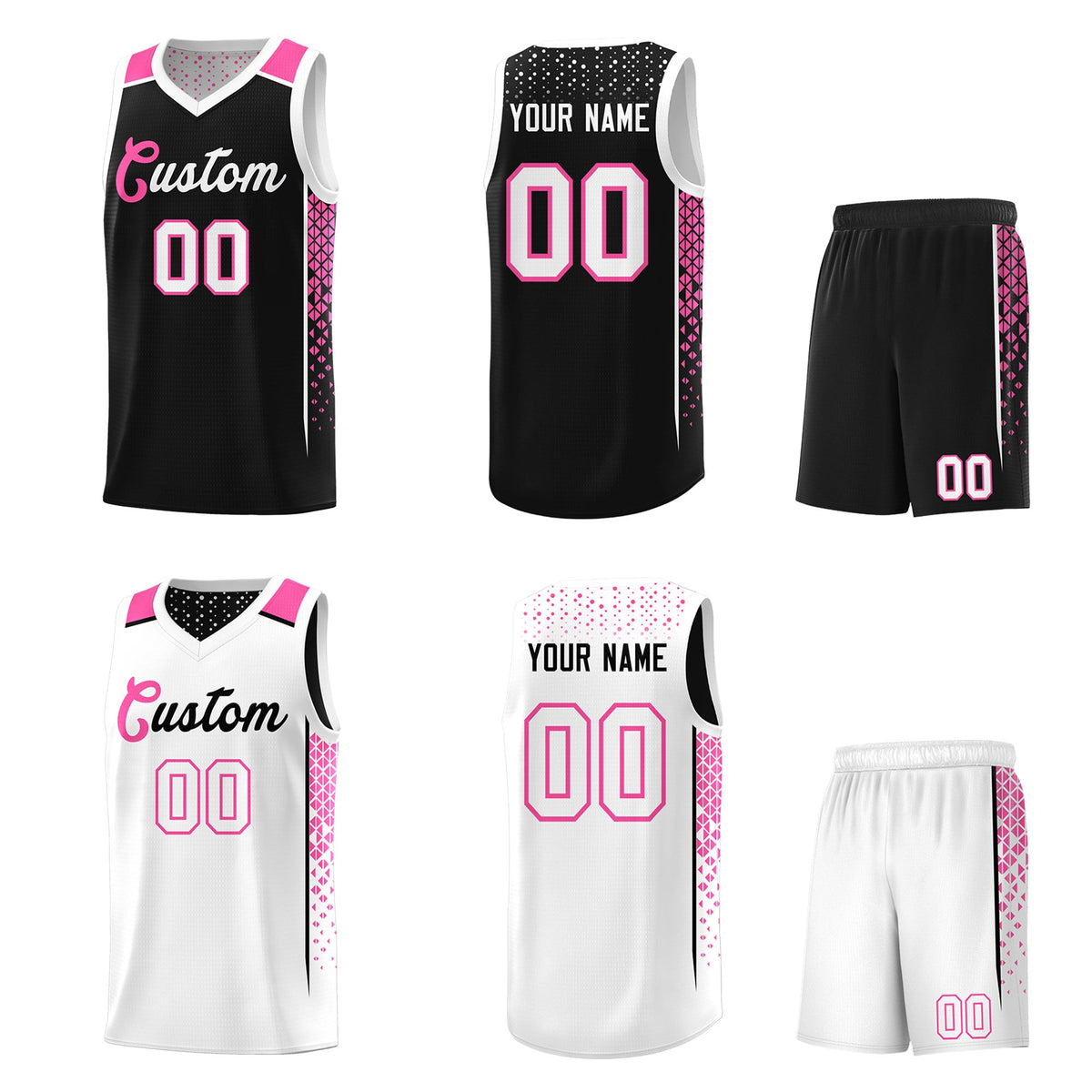 Custom Black White Side Gradient Patttern Double Side Sports Uniform Basketball Jersey|KXKSHOP