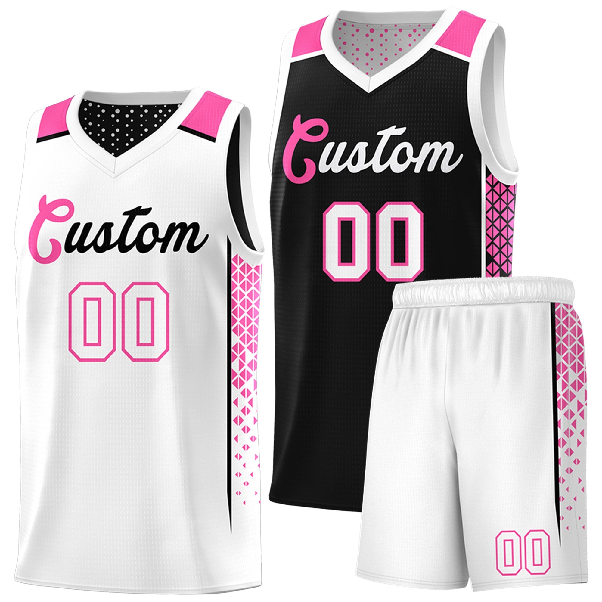 Custom Black White Side Gradient Patttern Double Side Sports Uniform Basketball Jersey|KXKSHOP