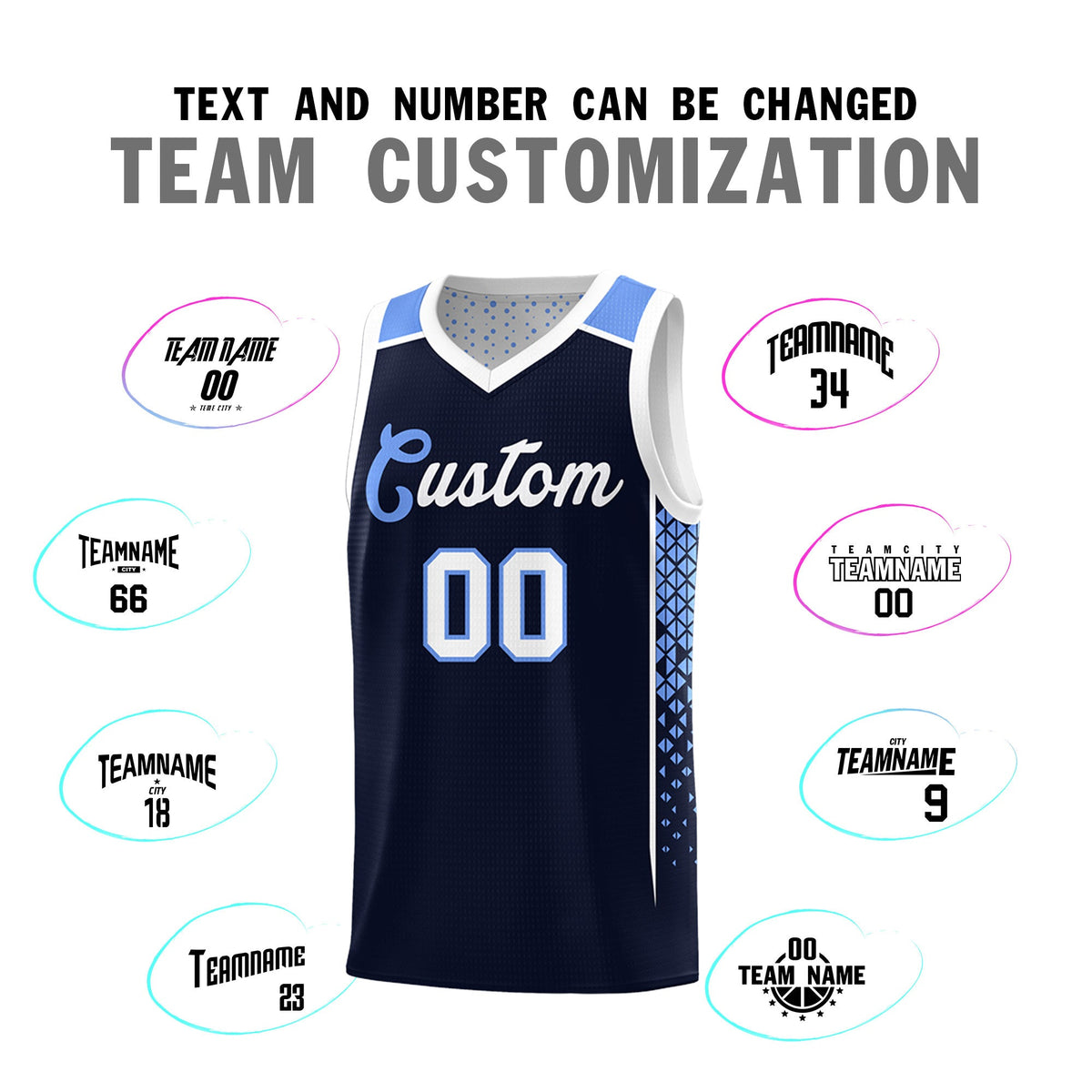Custom Navy White Side Gradient Patttern Double Side Sports Uniform Basketball Jersey|KXKSHOP