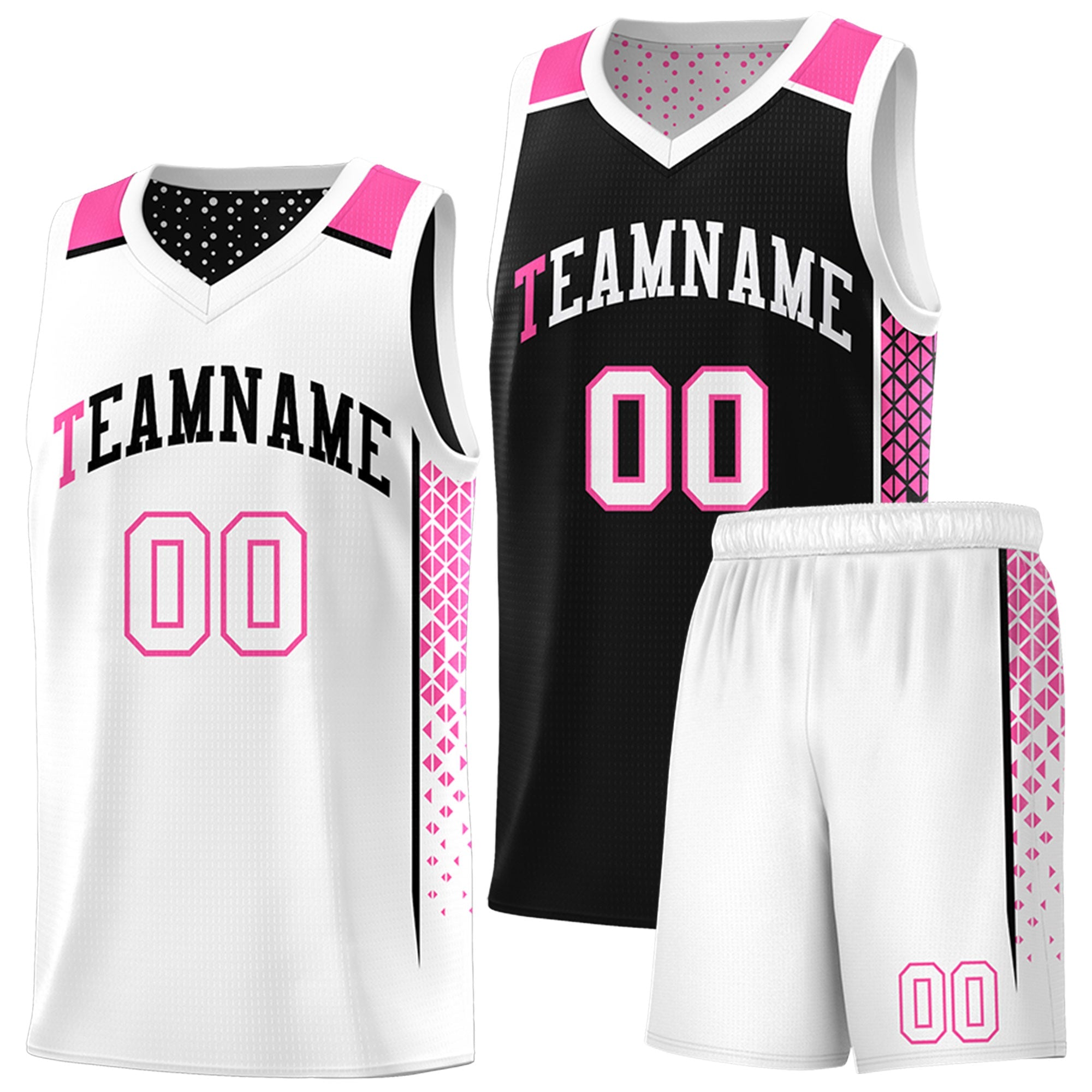 Custom Black White Side Gradient Patttern Double Side Sports Uniform Basketball Jersey|KXKSHOP