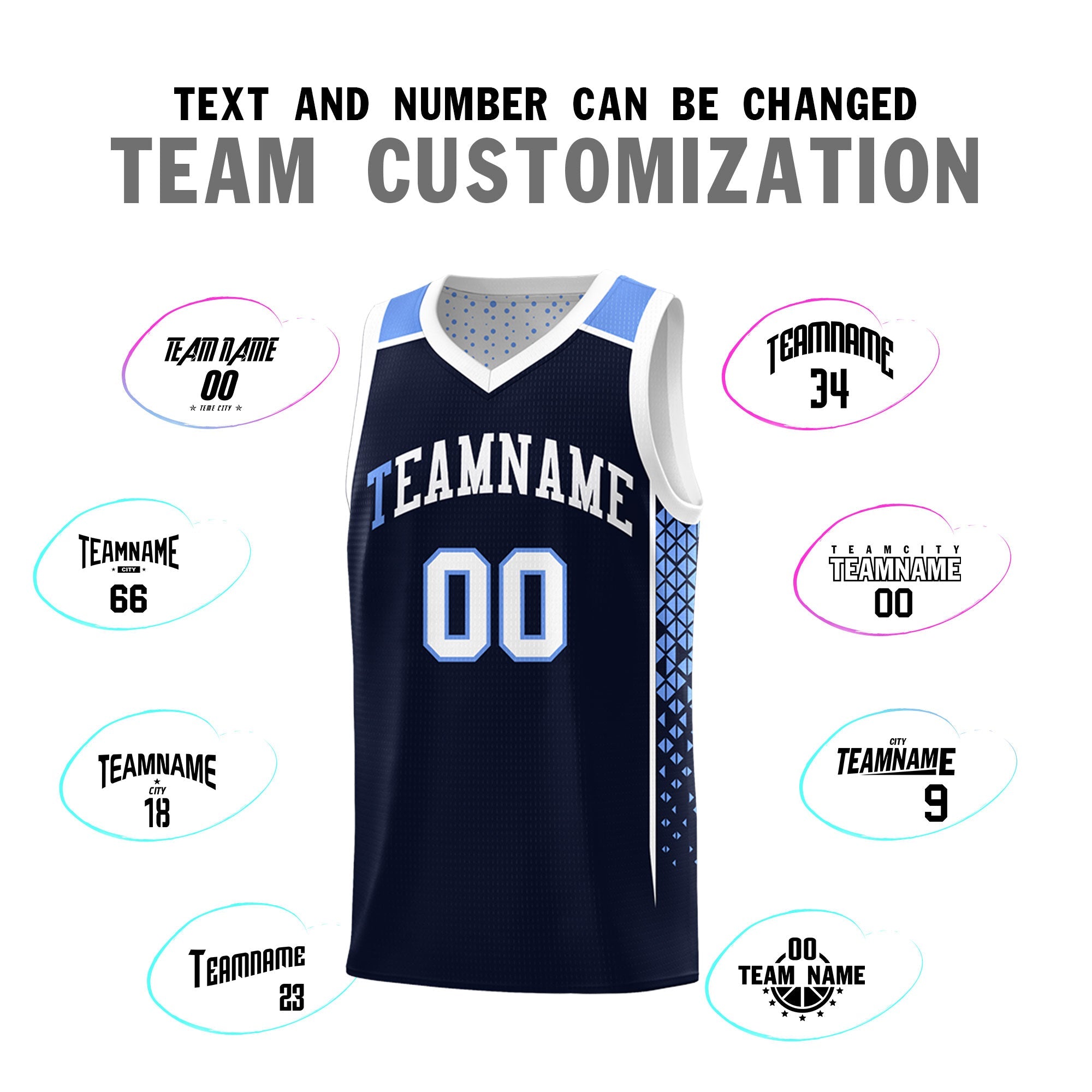 Custom Navy White Side Gradient Patttern Double Side Sports Uniform Basketball Jersey|KXKSHOP