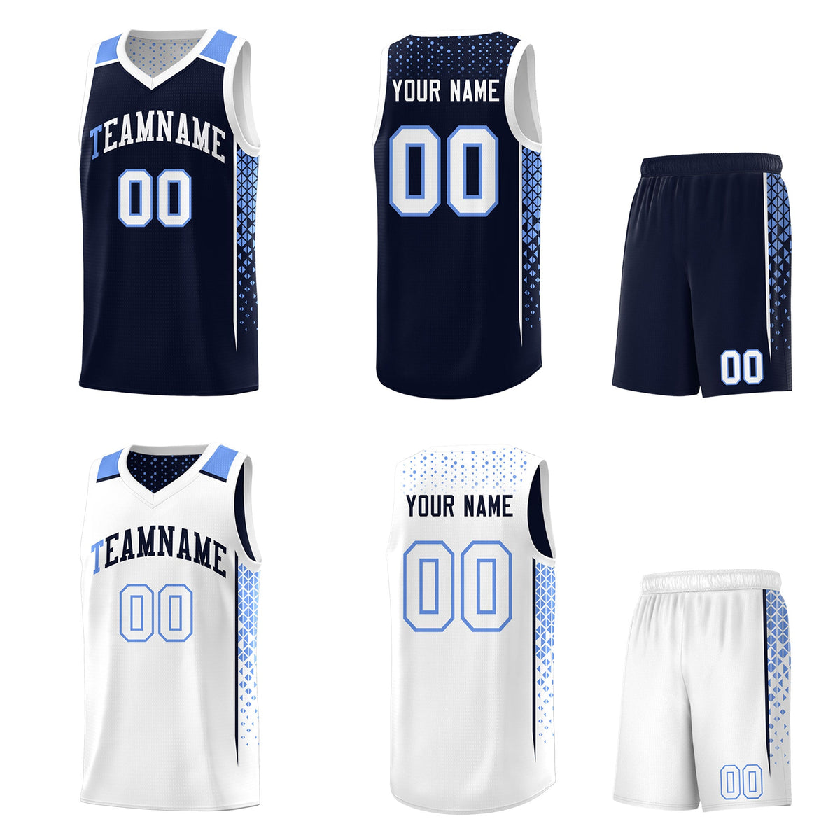 Custom Navy White Side Gradient Patttern Double Side Sports Uniform Basketball Jersey|KXKSHOP