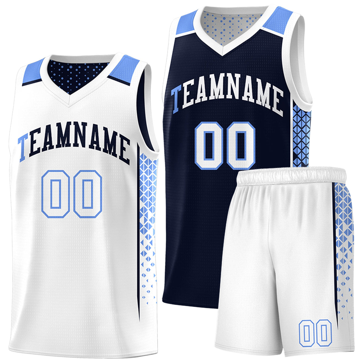 Custom Navy White Side Gradient Patttern Double Side Sports Uniform Basketball Jersey|KXKSHOP